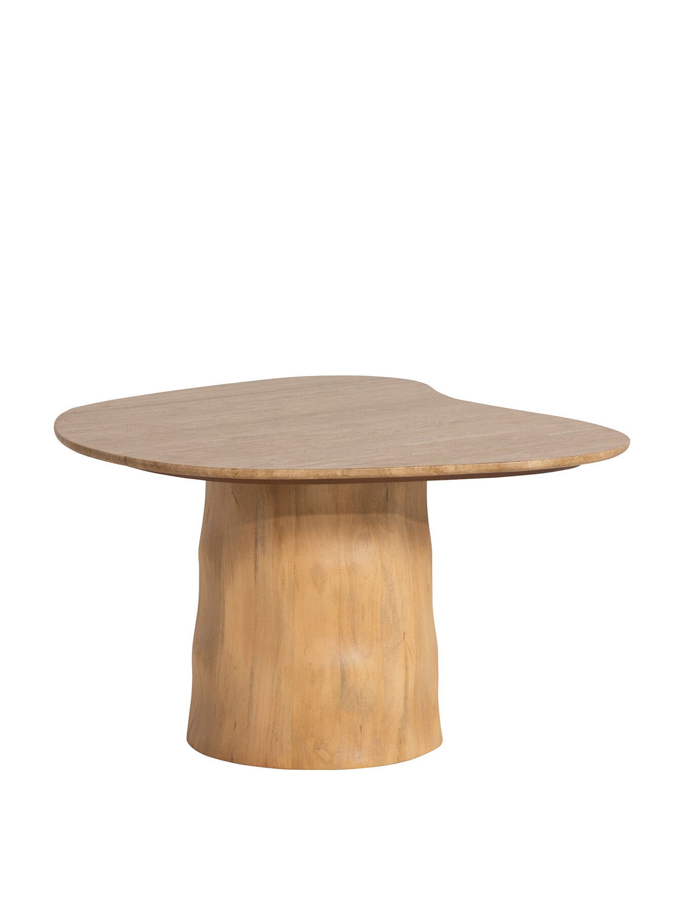 Brown Rodin Neutral Mango Wood and Travertine Side Table, 70