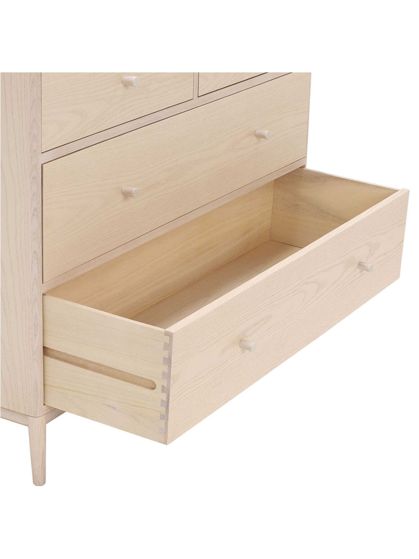 White Salina Pale Wood 4 Drawer Wide Chest