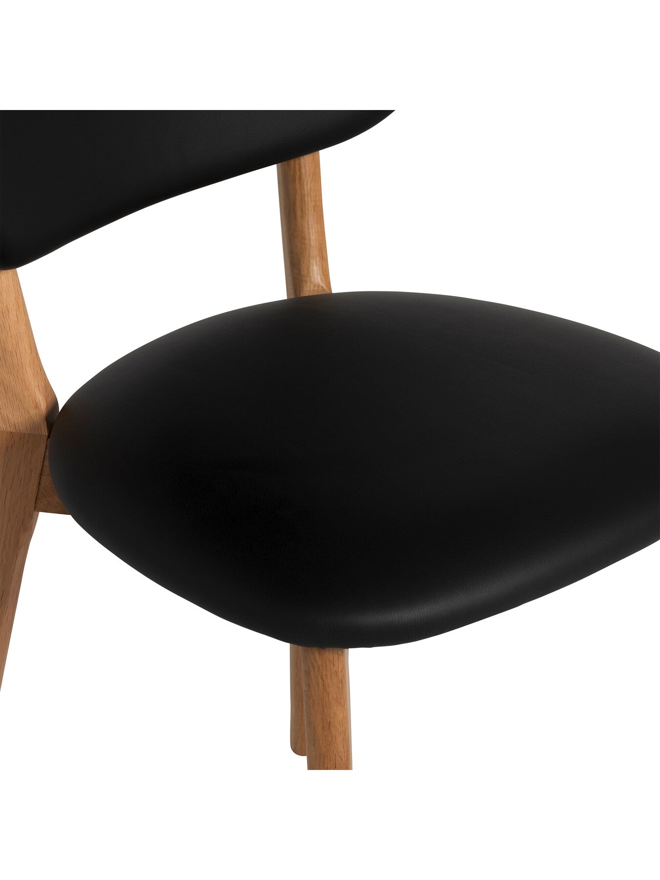 Black Sandara Black Faux Leather Natural Oak Dining Chair