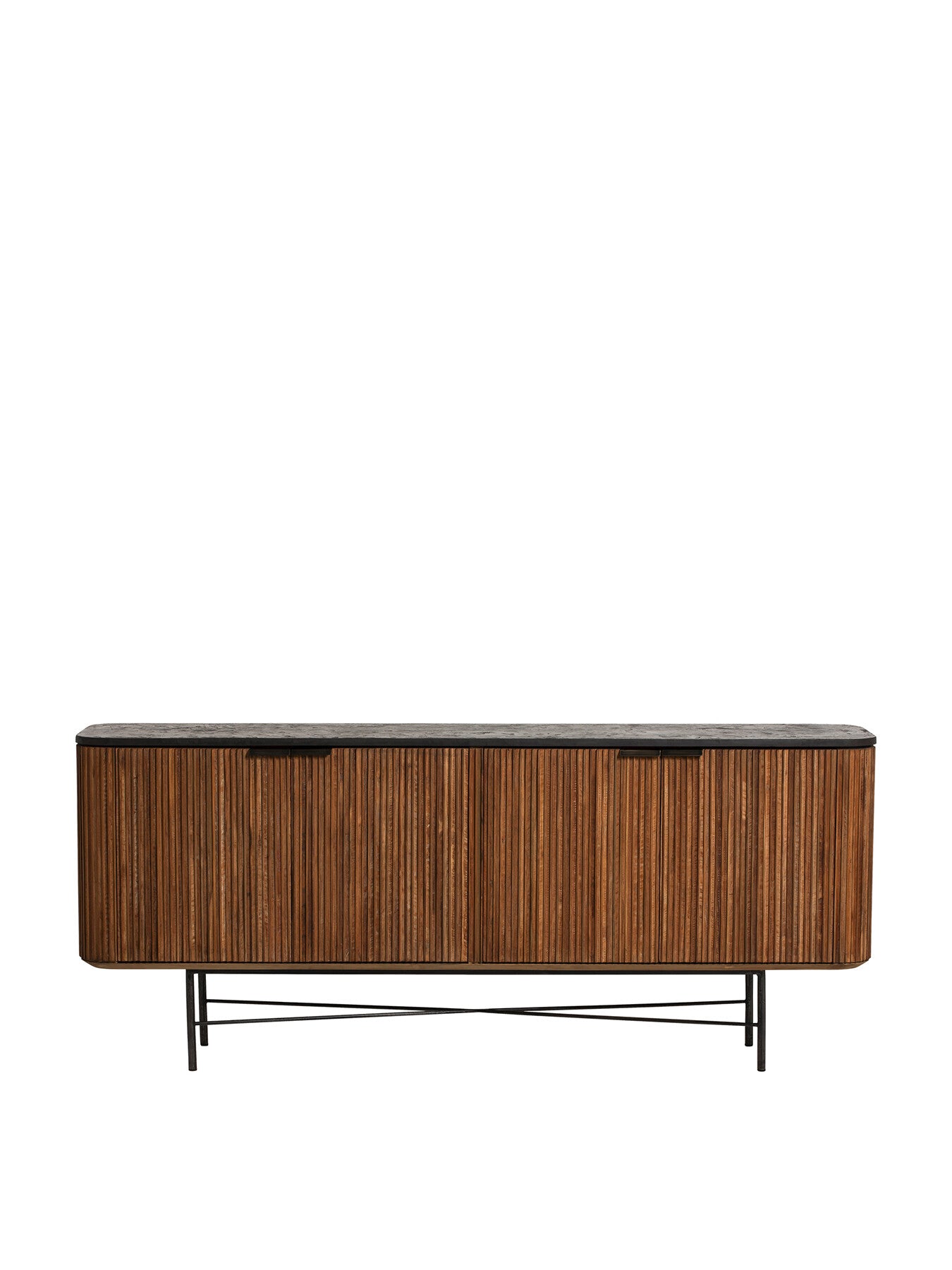 Brown Trinidad Fluted Reclaimed Teak Wood Sideboard, 200cm