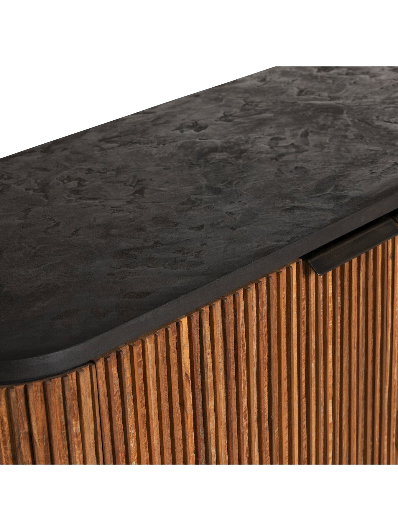 Brown Trinidad Fluted Reclaimed Teak Wood Tall Cabinet