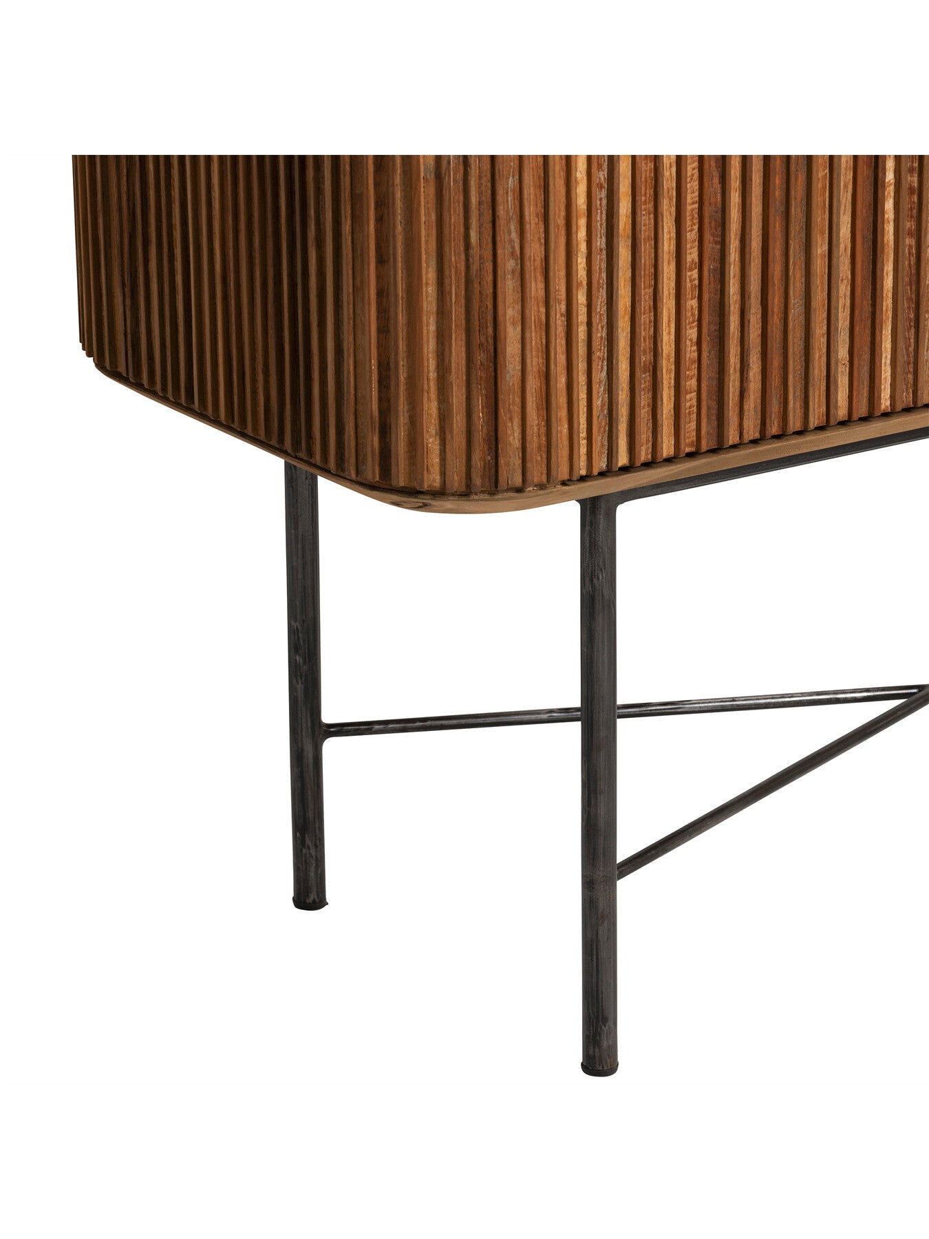 Brown Trinidad Fluted Reclaimed Teak Wood Tall Cabinet