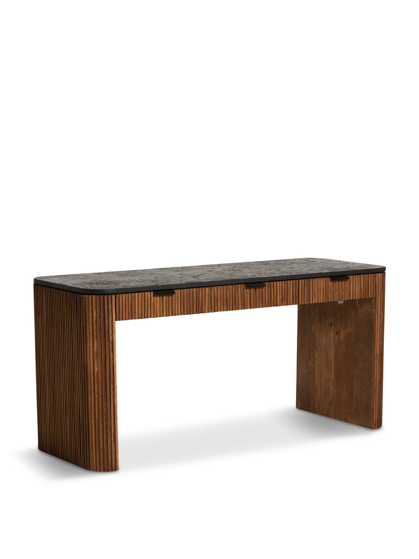 Brown Trinidad Fluted Reclaimed Teak Wood Office Desk