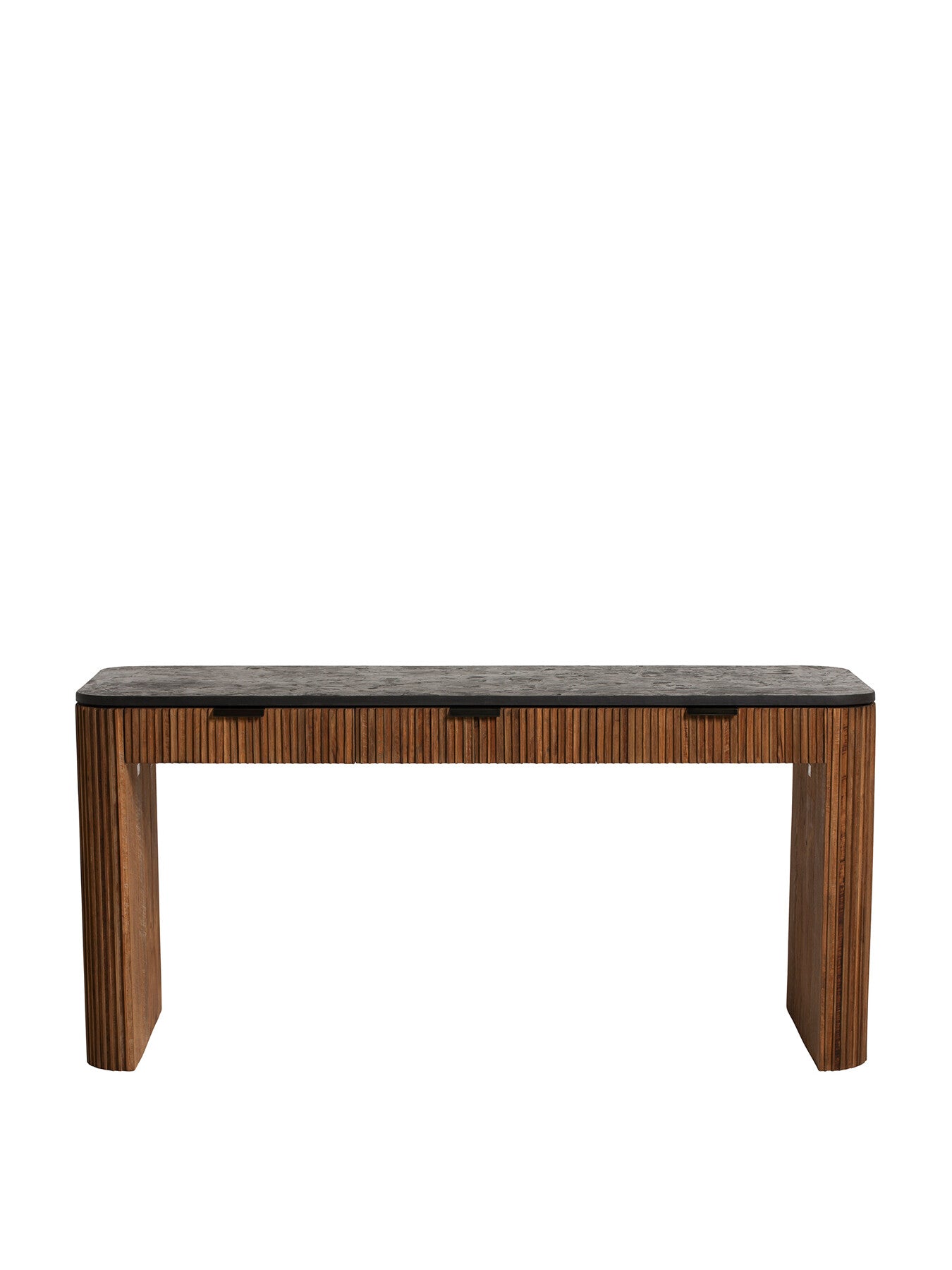 Brown Trinidad Fluted Reclaimed Teak Wood Office Desk