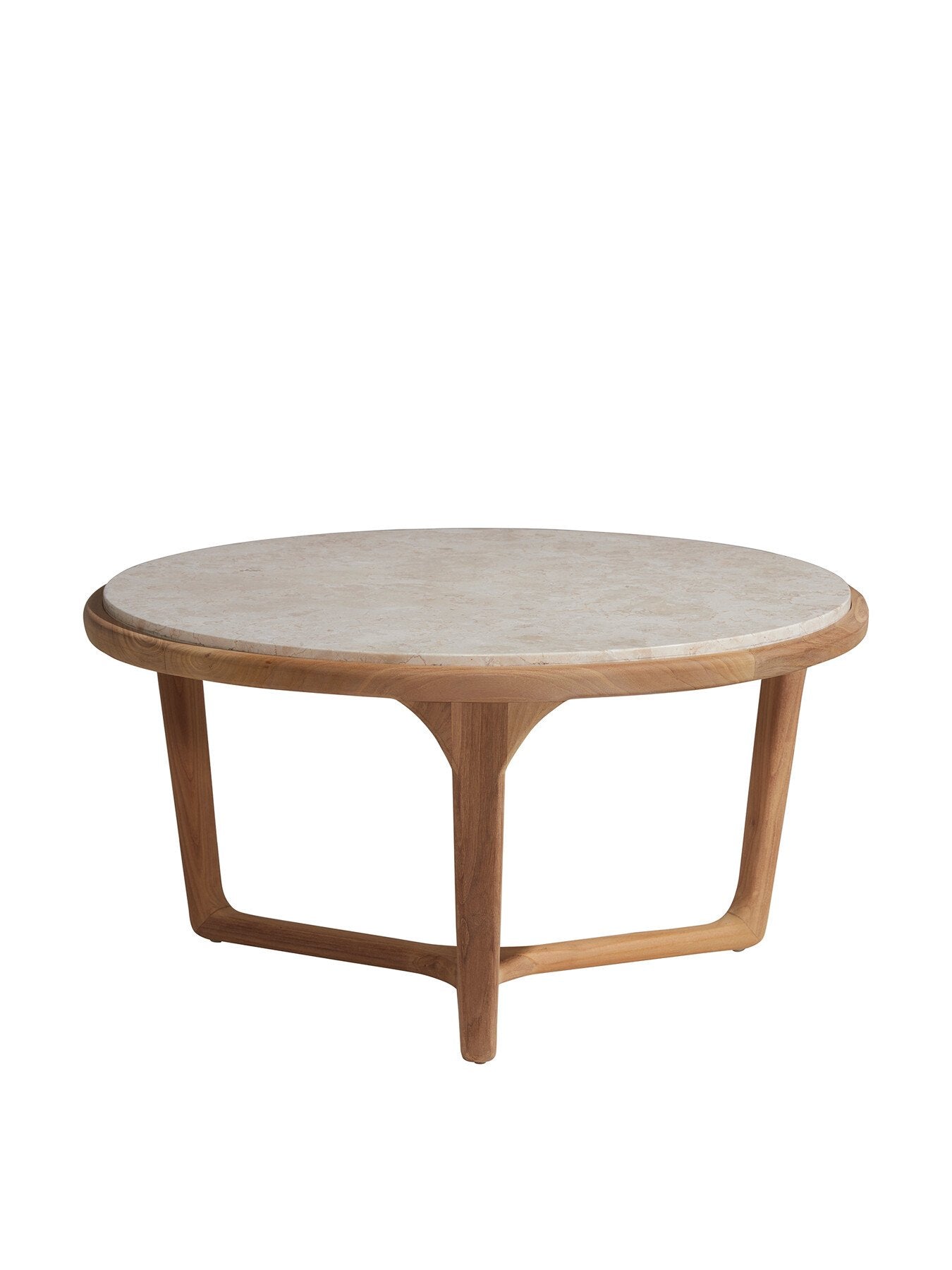 Terza Round Teak and Marble Coffee Table