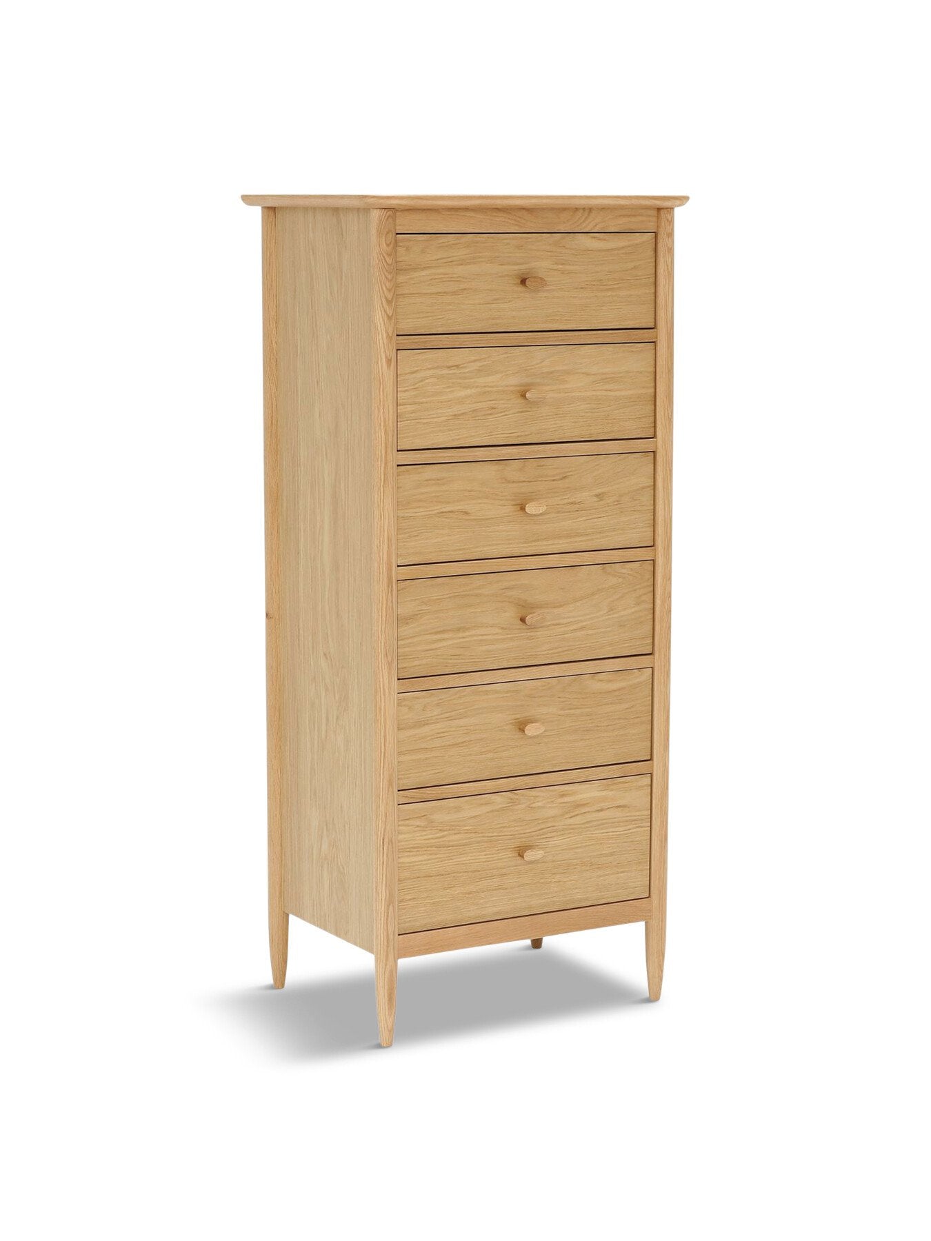 Brown Teramo Oak Wood 6 Drawer Tall Chest