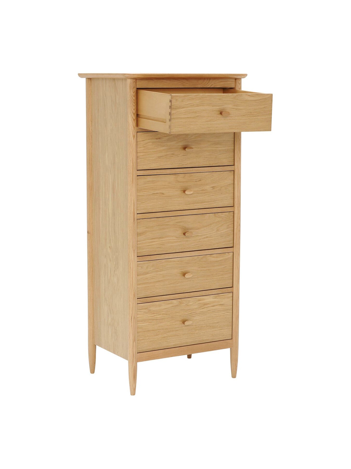 Brown Teramo Oak Wood 6 Drawer Tall Chest