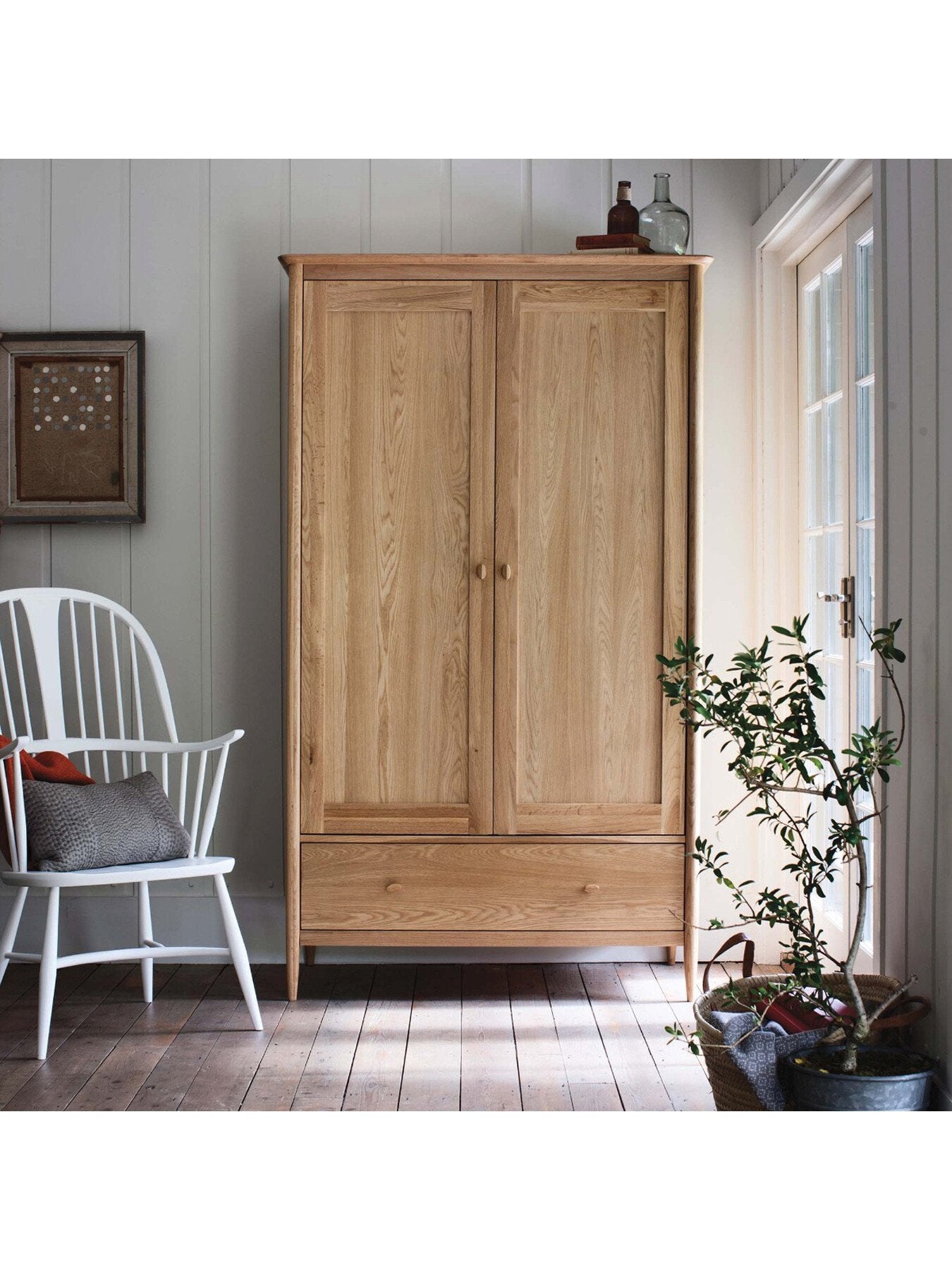 Brown Teramo Oak Wood 2 Door 1 Drawer Wardrobe