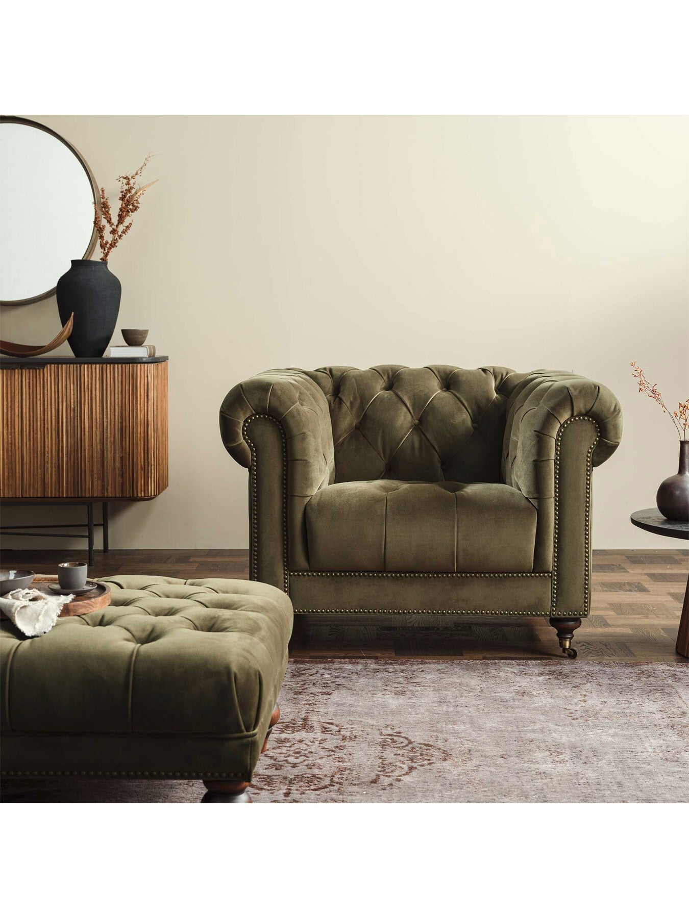 Green Ullswater Green Velvet Chesterfield Armchair