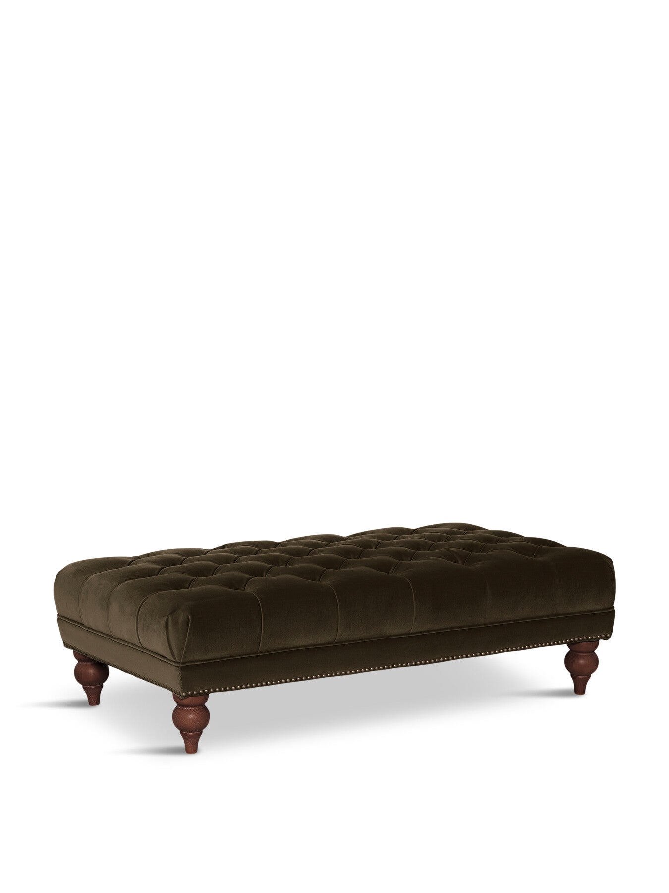 Green Ullswater Green Velvet Buttoned Rectangular Footstool