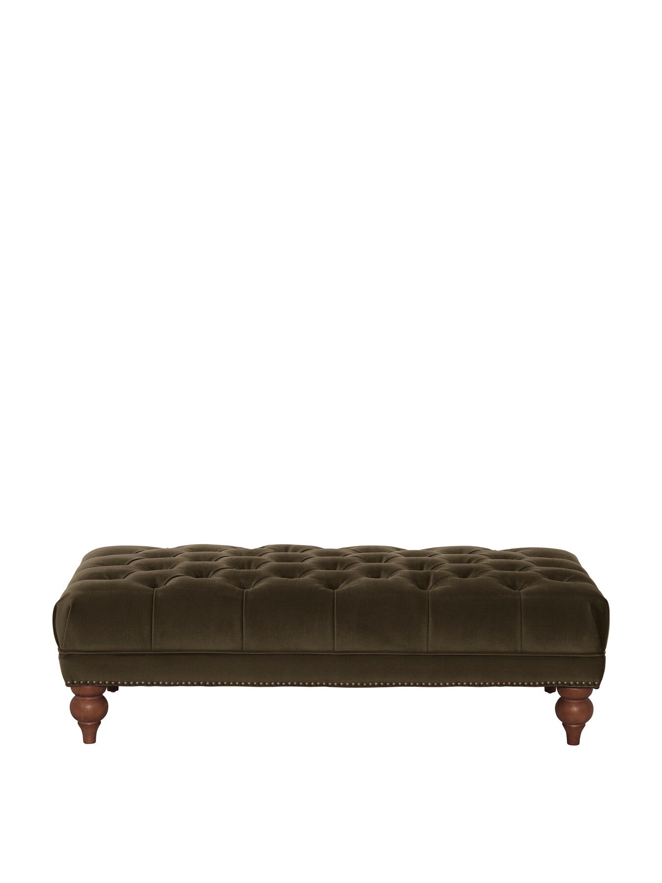 Green Ullswater Green Velvet Buttoned Rectangular Footstool