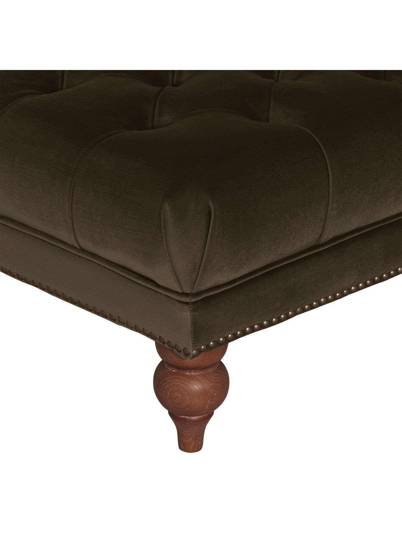 Green Ullswater Green Velvet Buttoned Rectangular Footstool