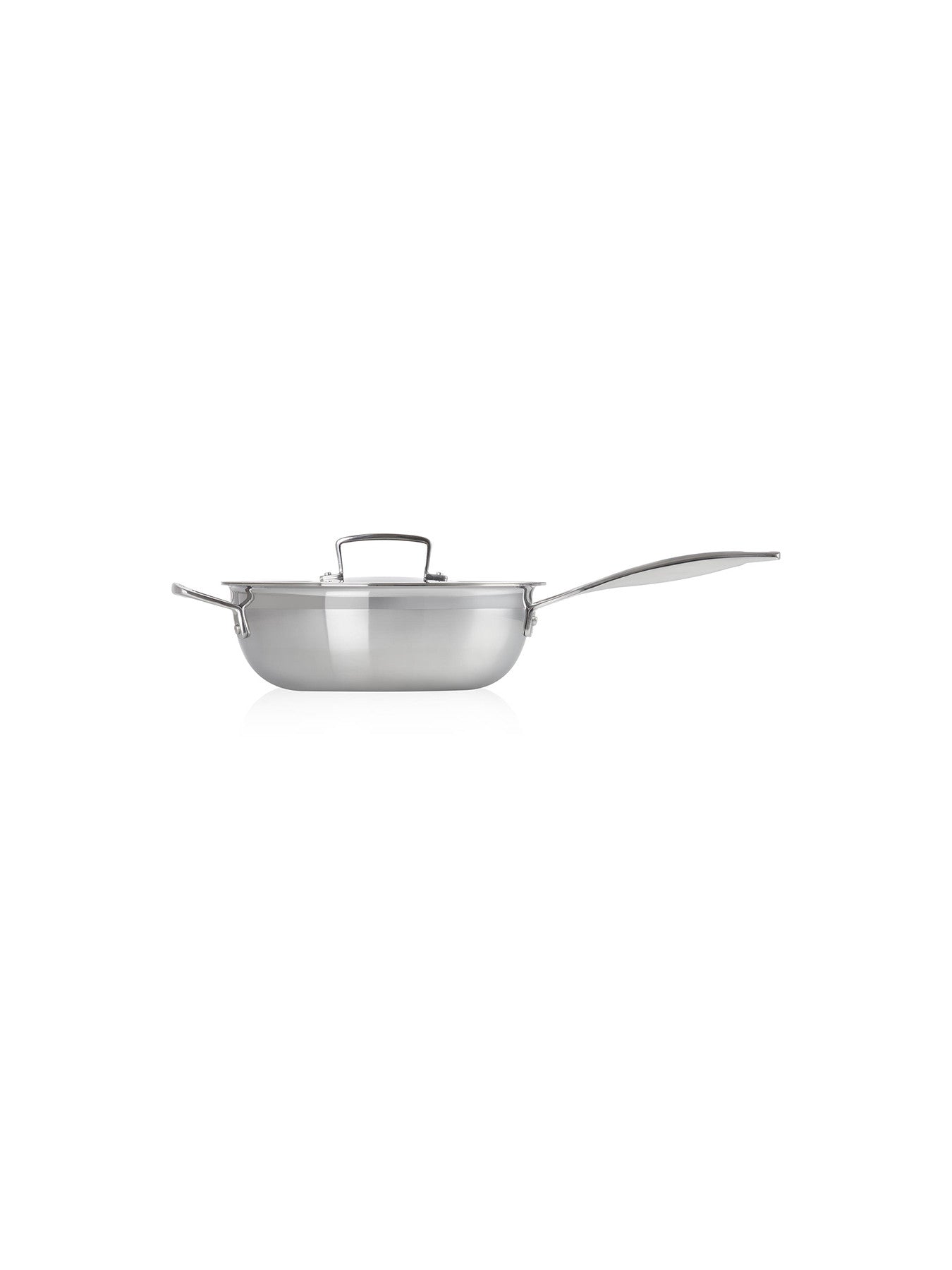 3-Ply Stainless Steel Non-Stick Chefs Pan with Lid and Helper Handle 24cm