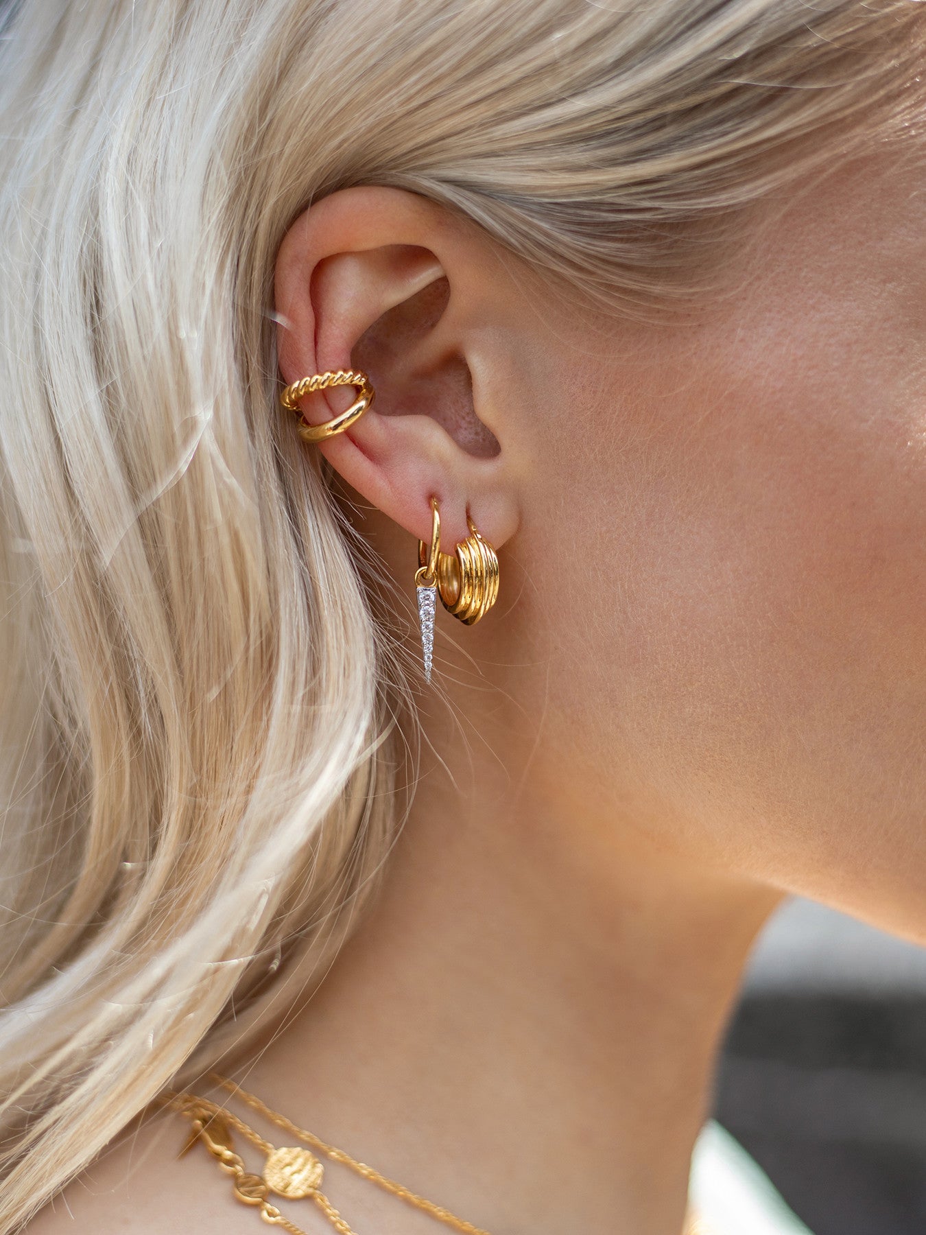 Mini Pave Dagger Charm Hoops