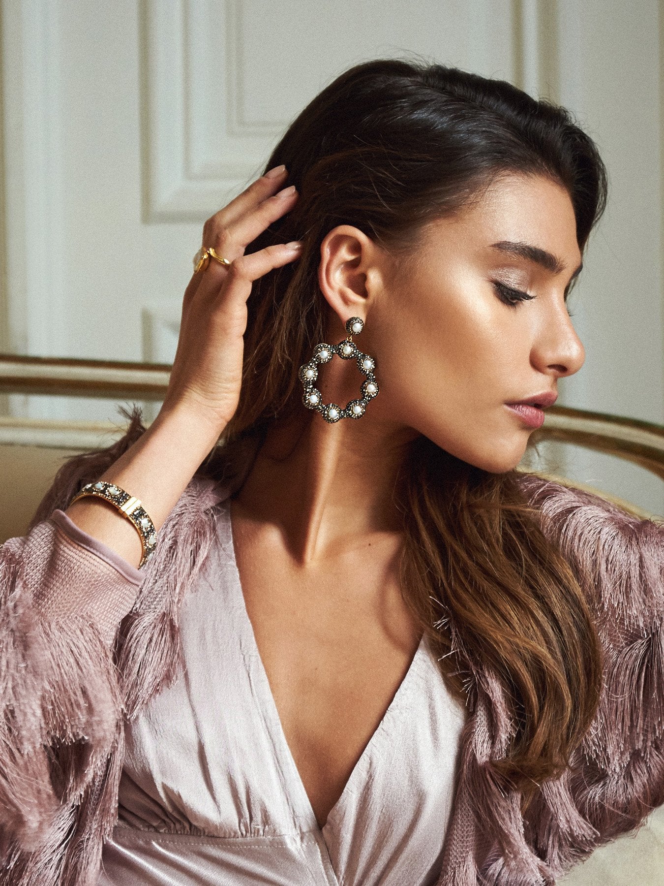 Baroque Pearl Hoop Earrings