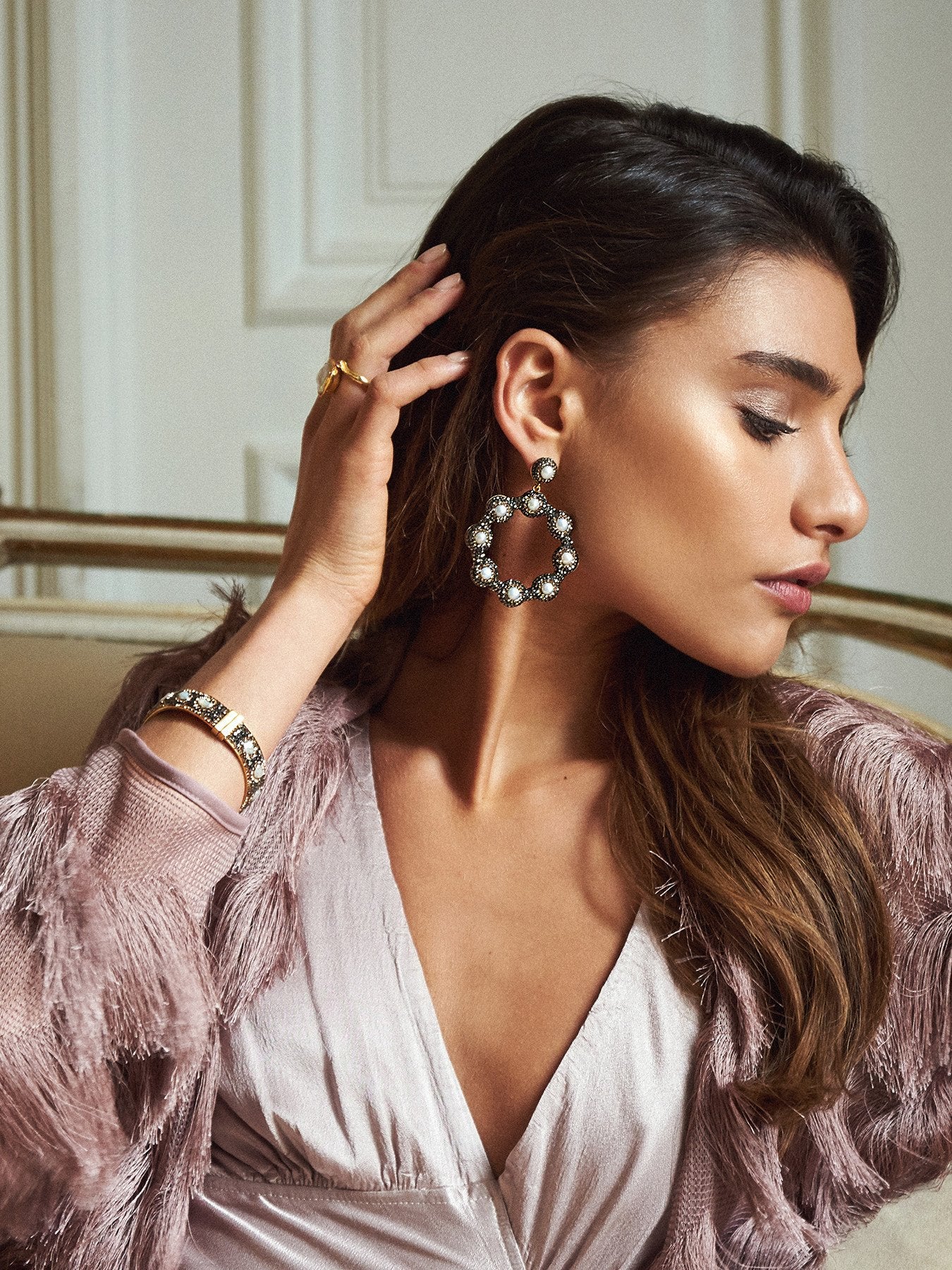 Baroque Pearl Hoop Earrings