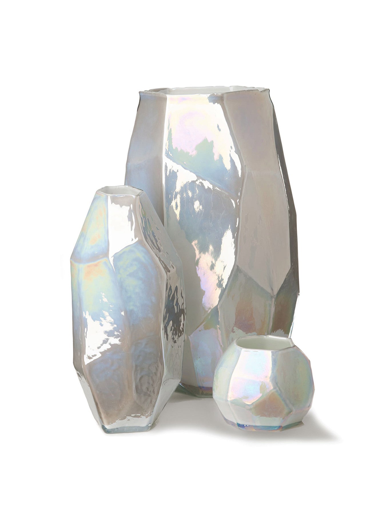 Large White Graphic Luster Vase