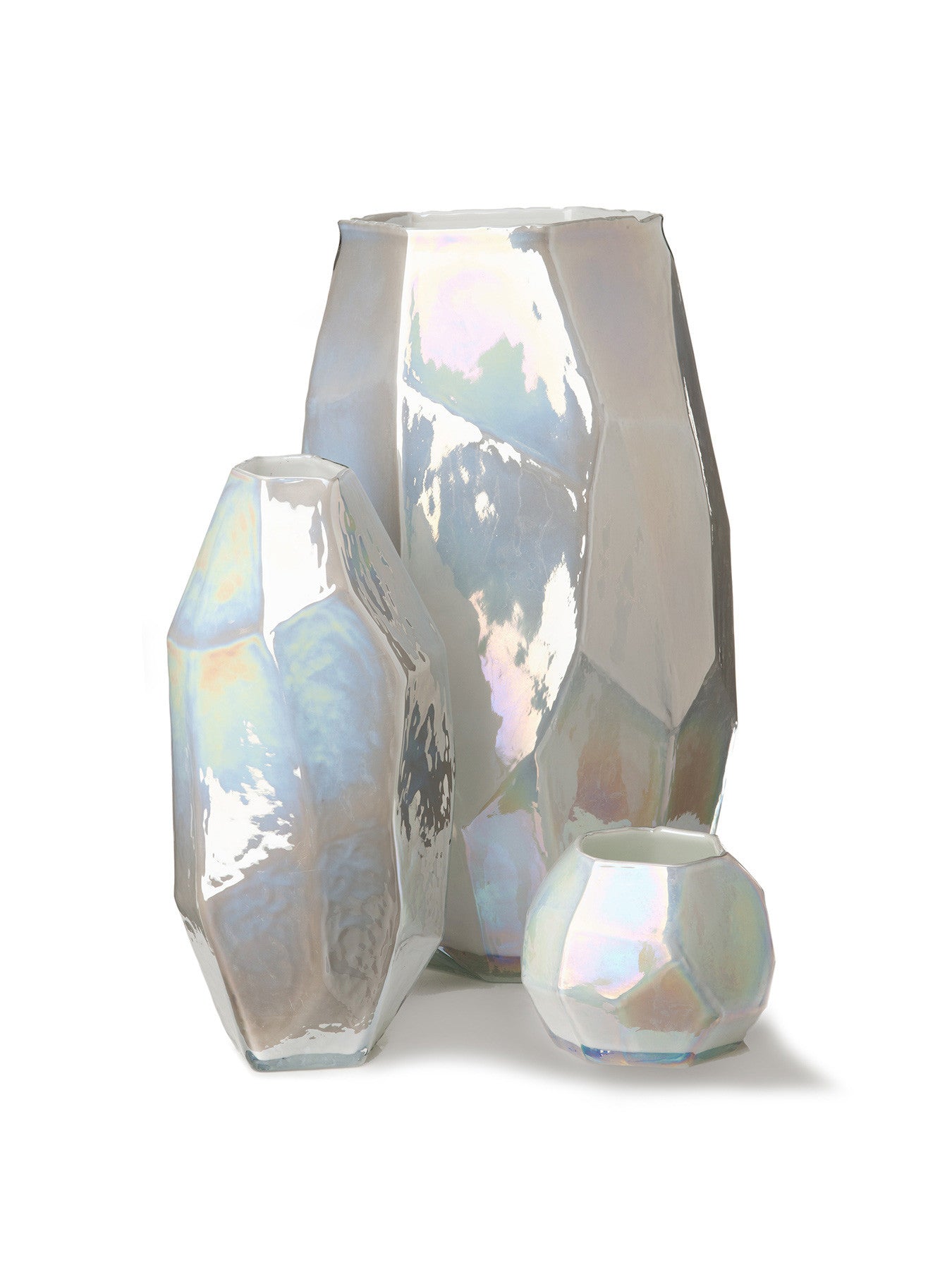 Large White Graphic Luster Vase