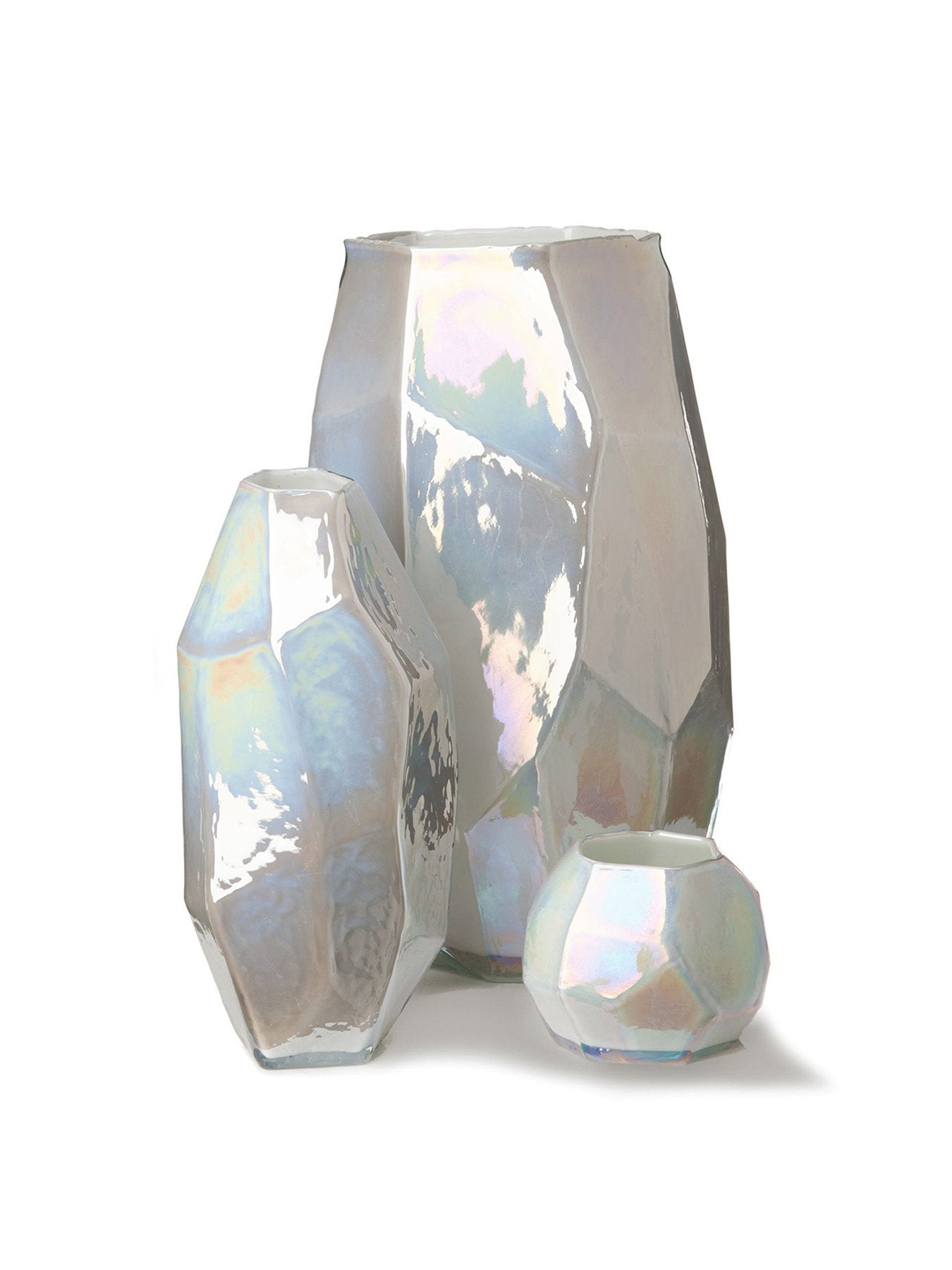 Medium White Graphic Luster Vase