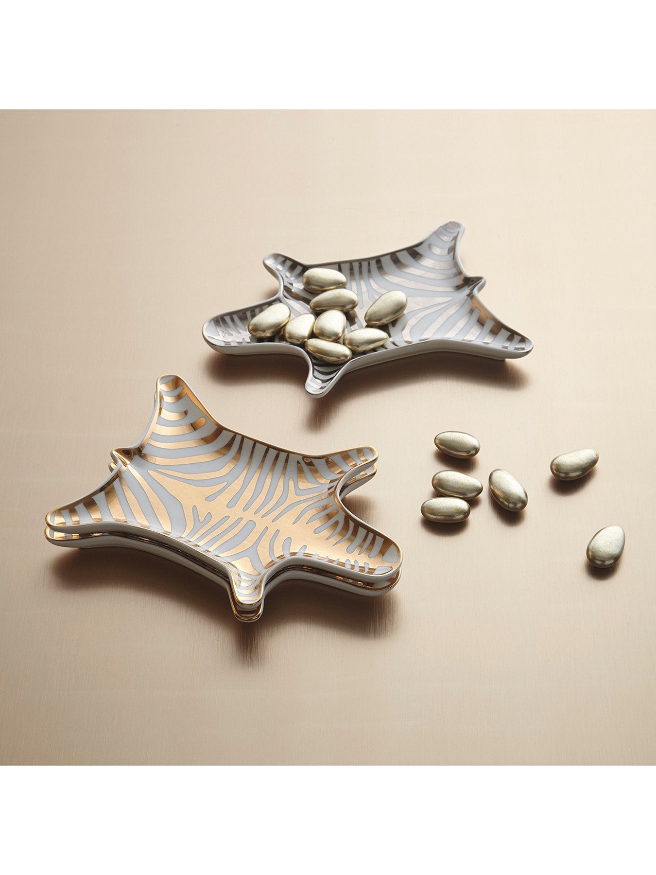 Zebra Stacking Dish Gold White