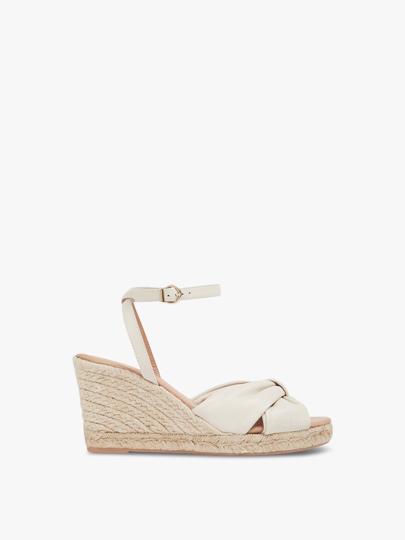 Angela Cream Leather Espadrille Sandals