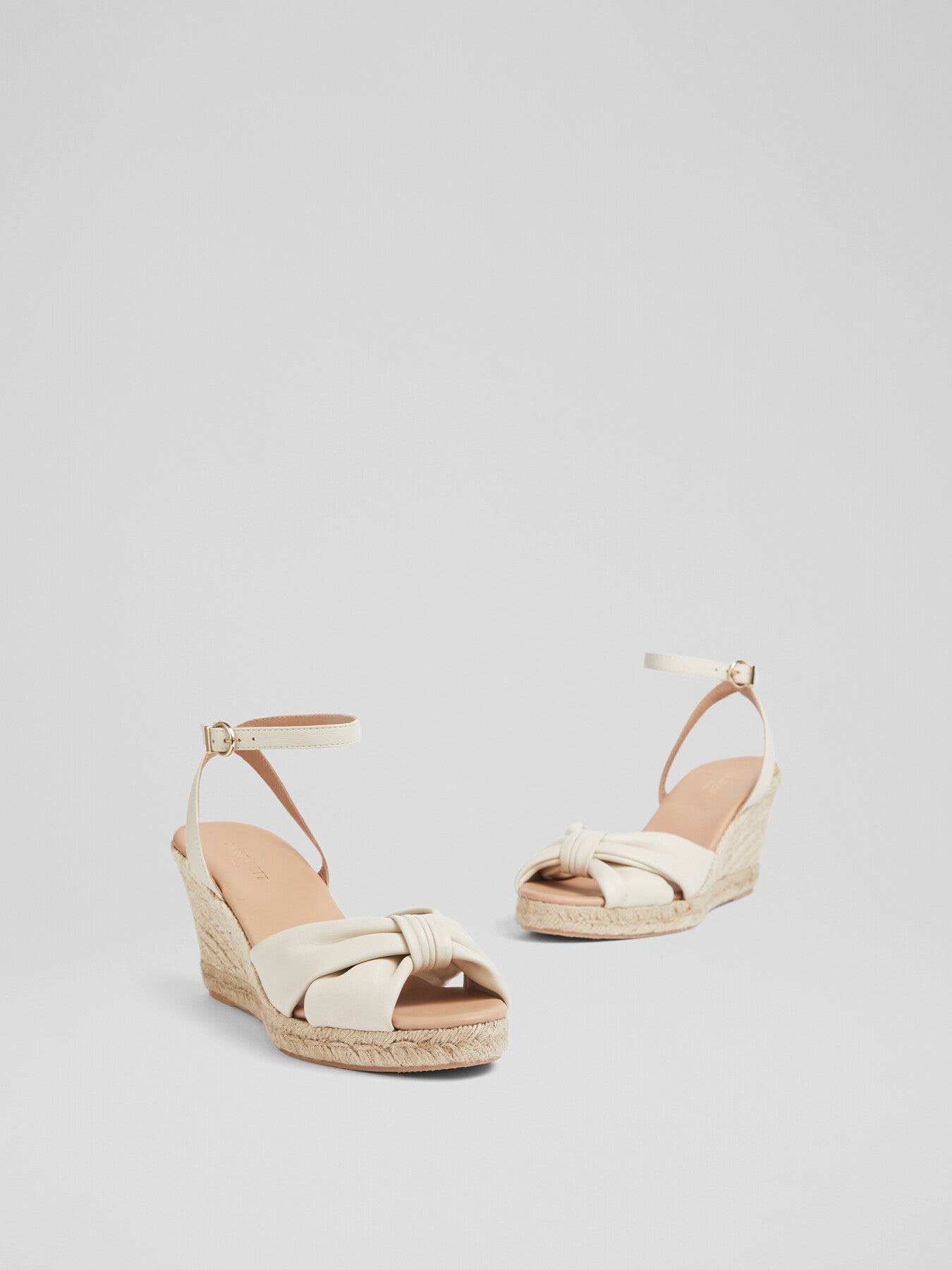 Angela Cream Leather Espadrille Sandals