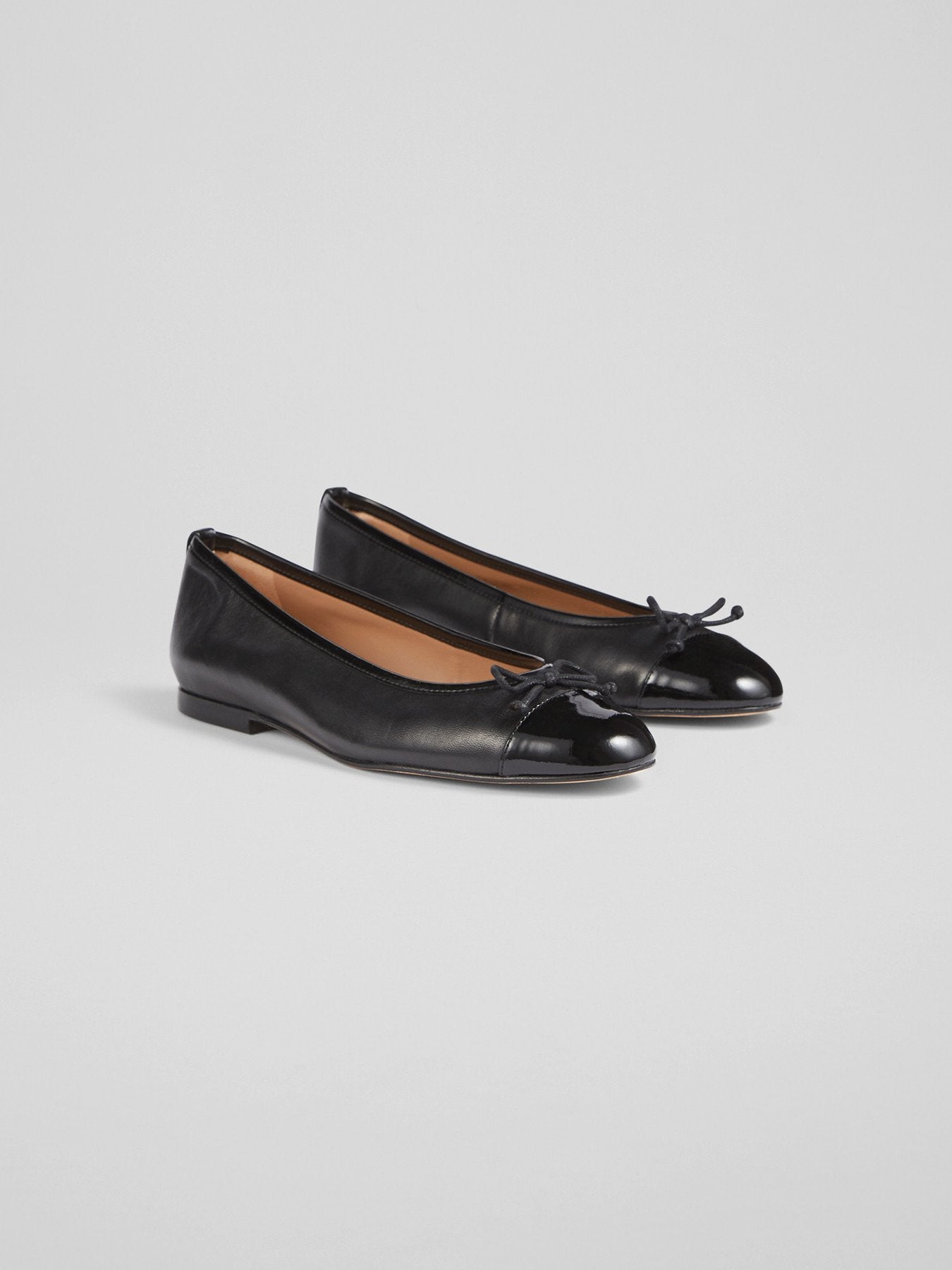 Kara Leather And Patent Toe Cap Ballerina Flats
