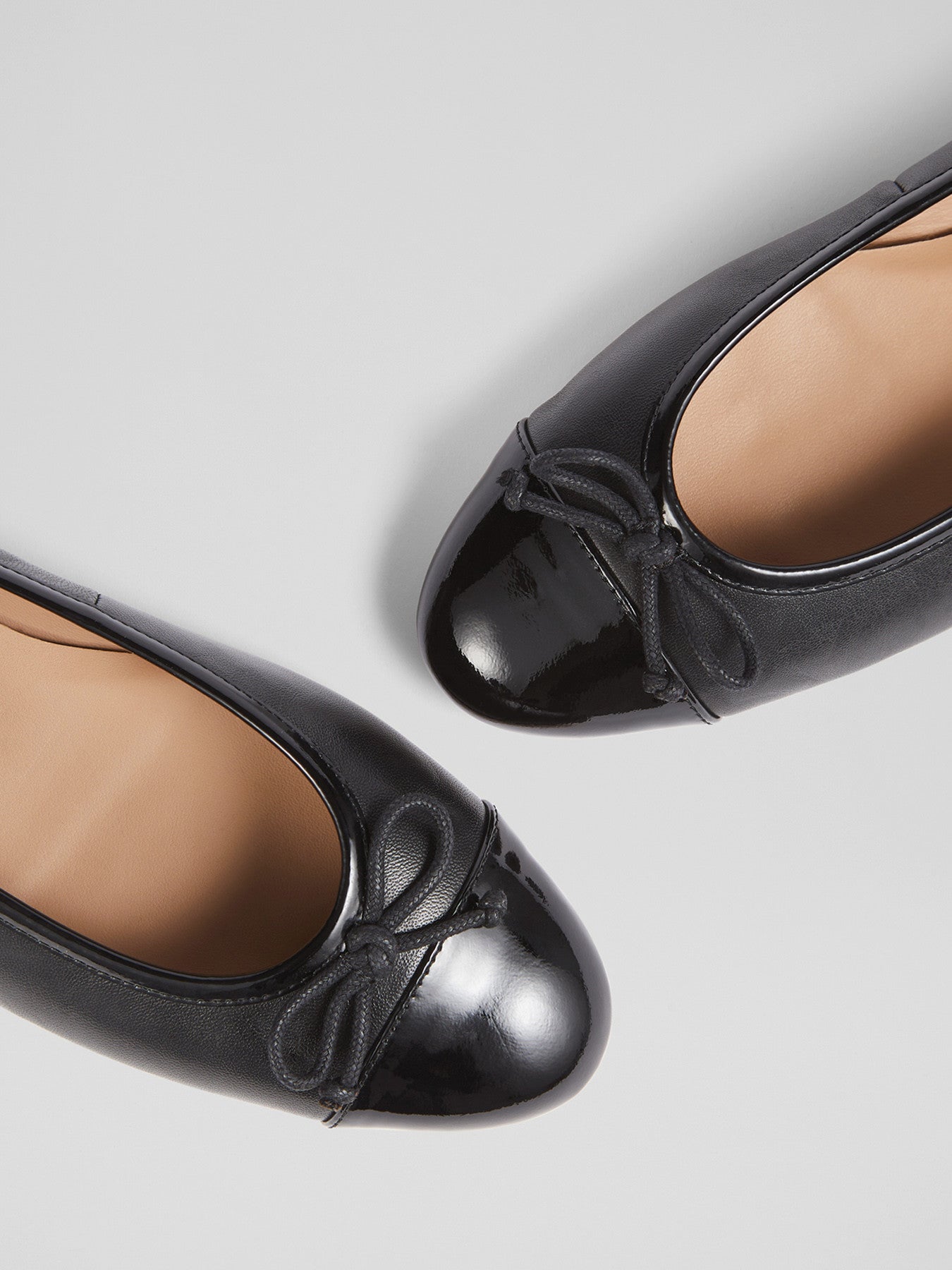 Kara Leather And Patent Toe Cap Ballerina Flats