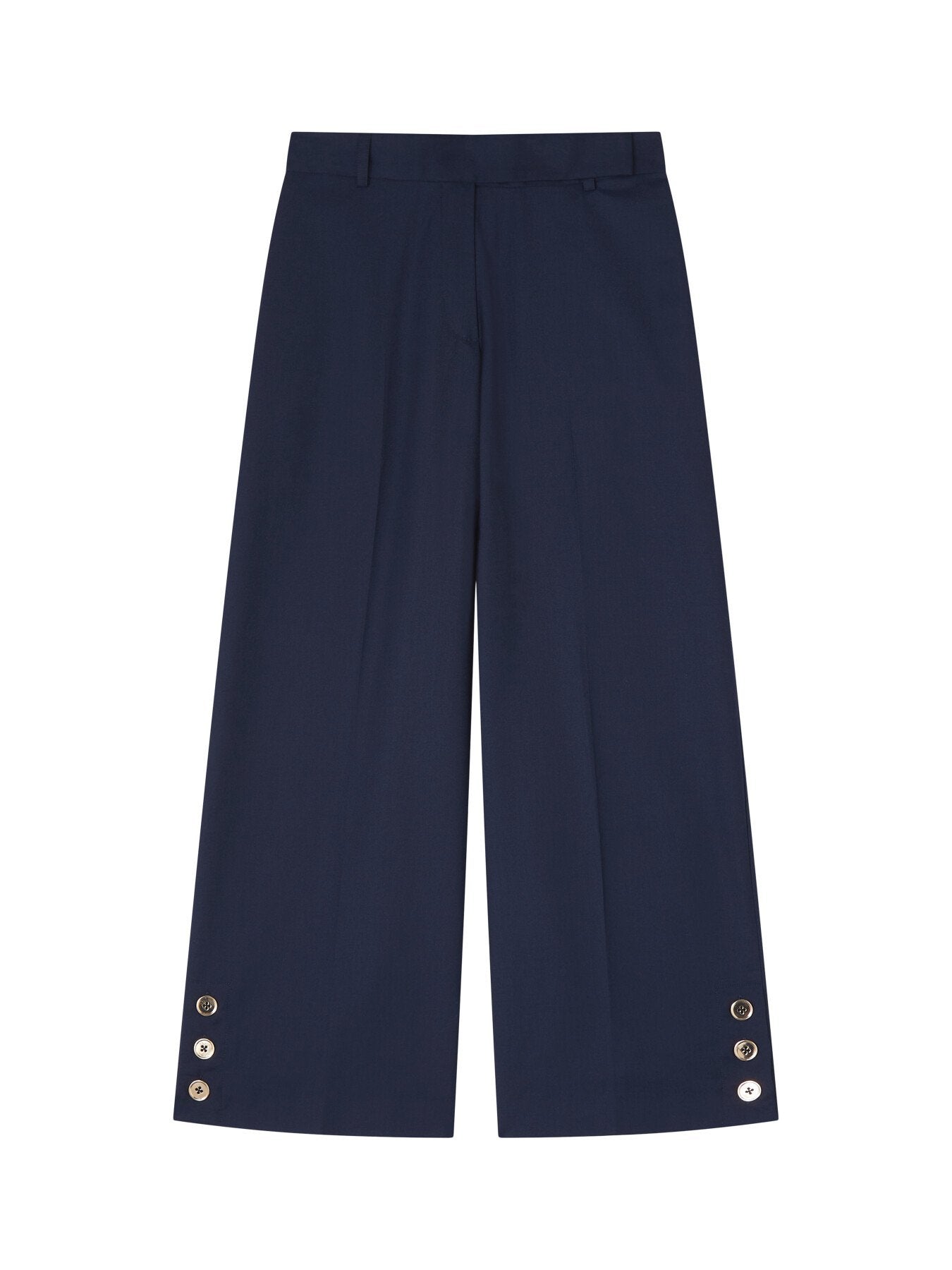 Keaton Navy Wide-Leg Cropped Trousers