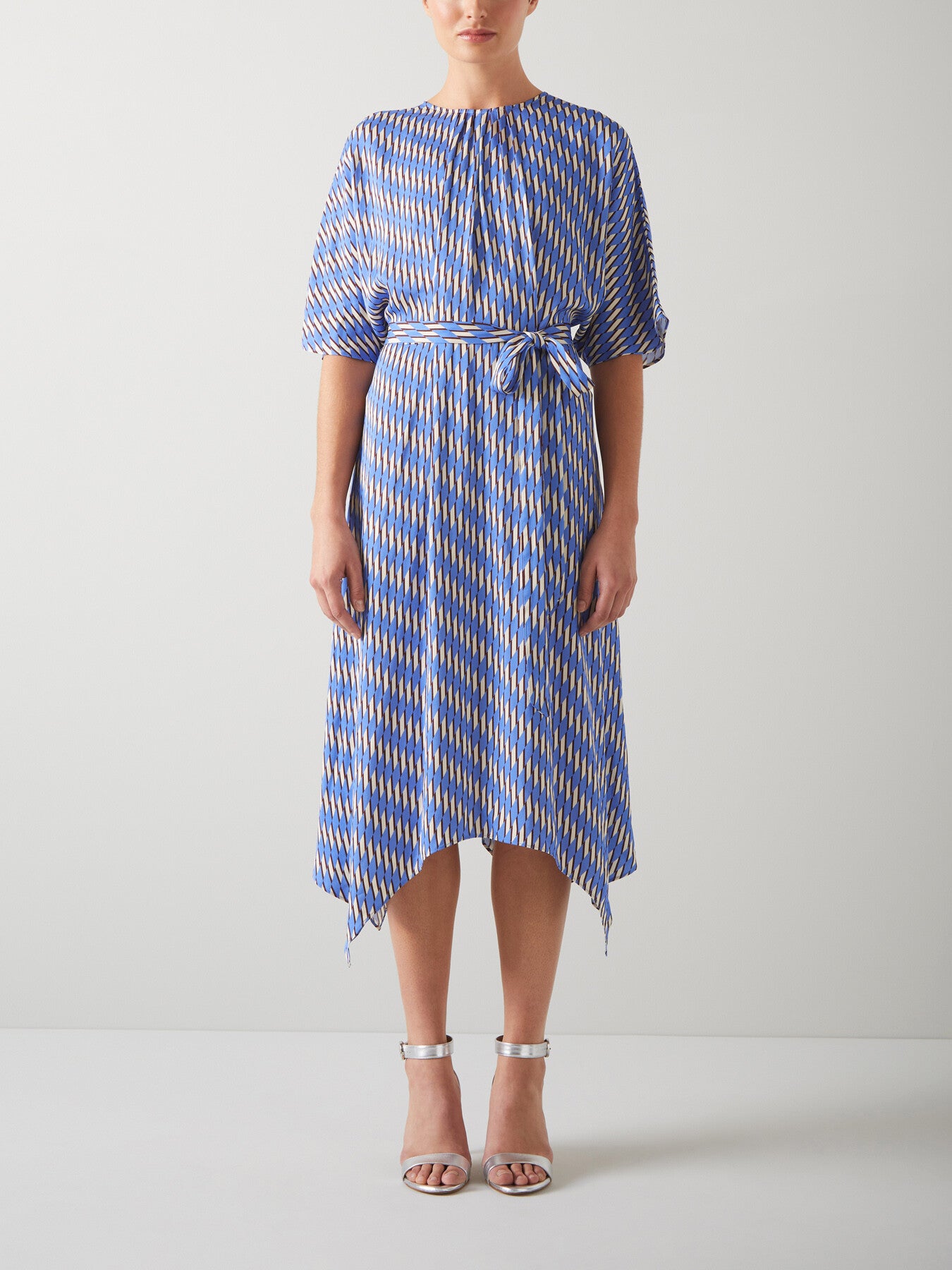 Anni Geometric Print Handkerchief Hem Dress