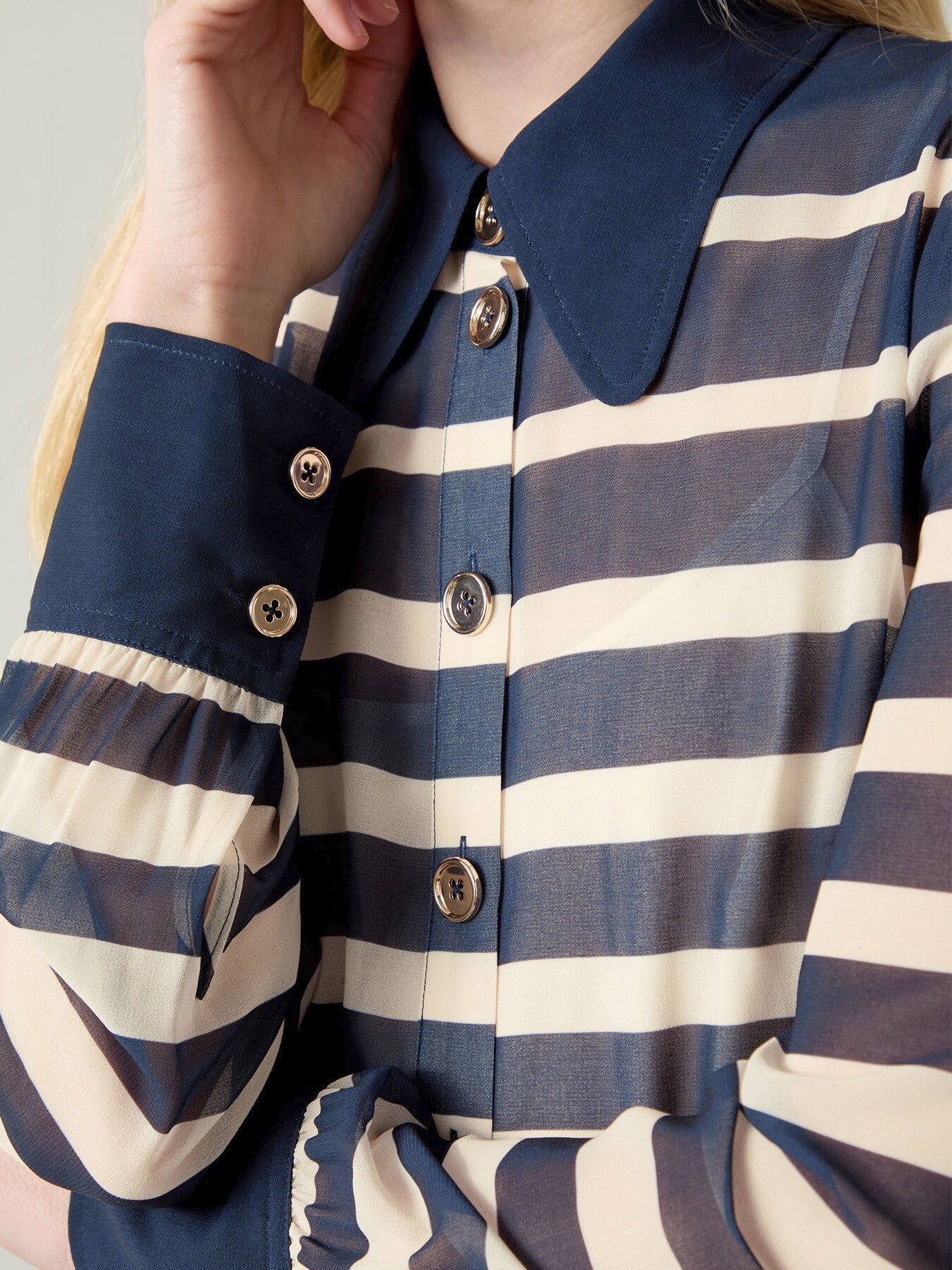 Tallis Spring Navy & Cream Placement Stripe Dress