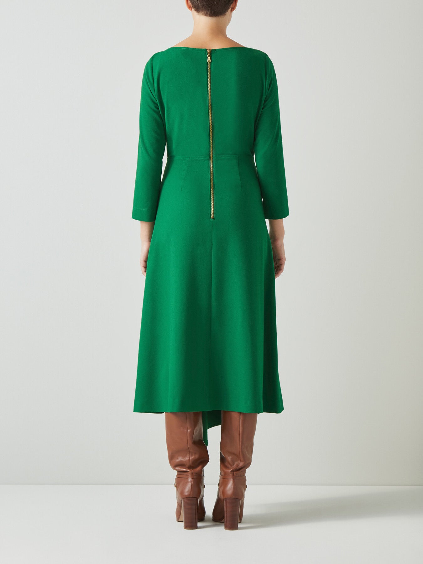 Le Green Crepe Fit And Flare Dress