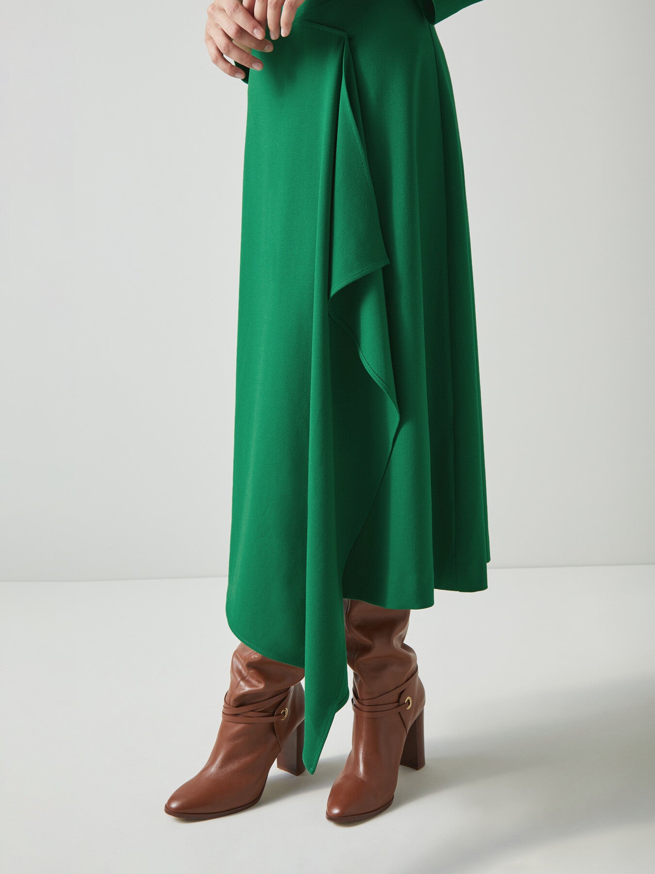 Le Green Crepe Fit And Flare Dress