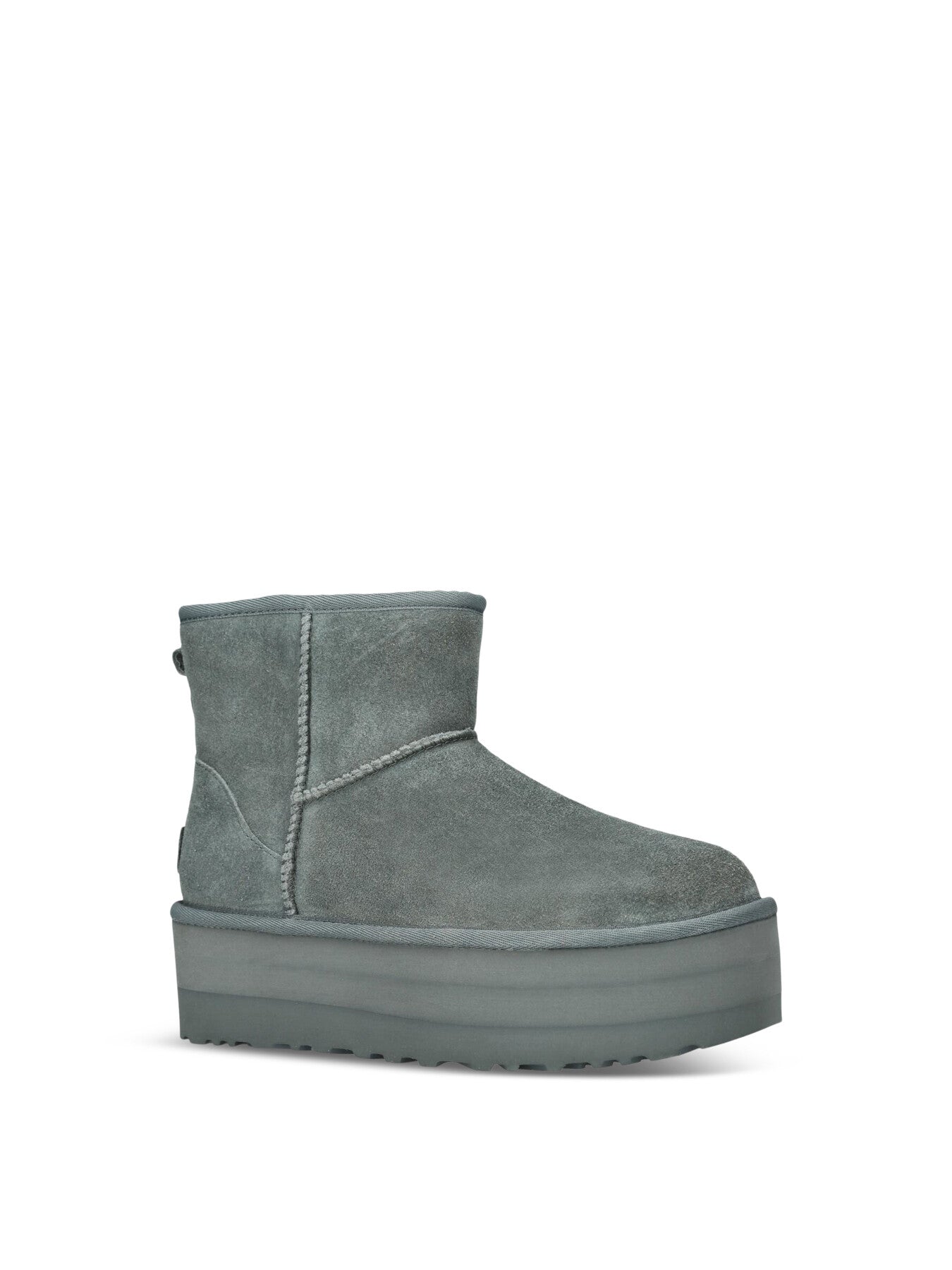 Womens Classic Mini Grey Platform Suede Ankle Boots