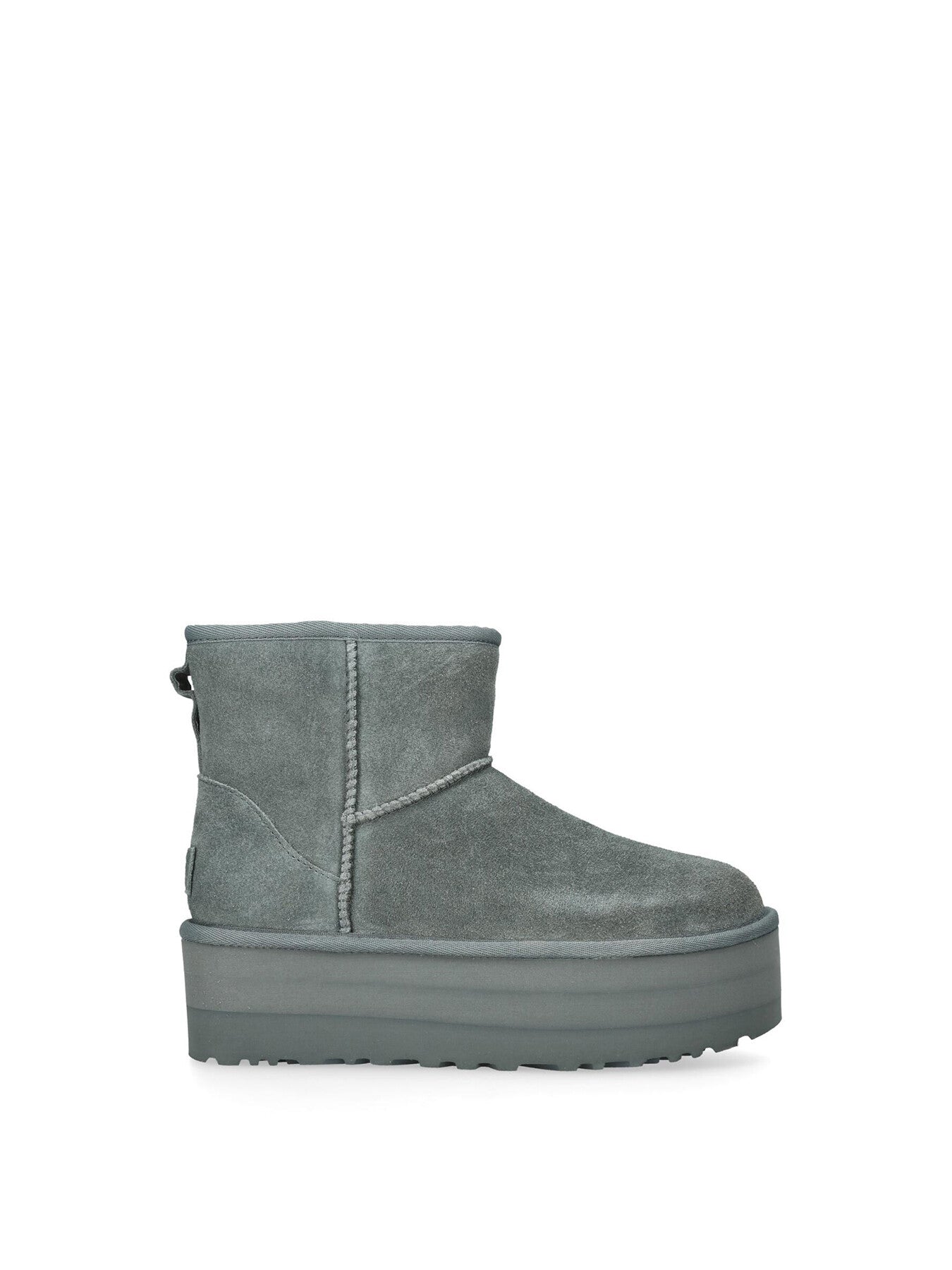 Womens Classic Mini Grey Platform Suede Ankle Boots