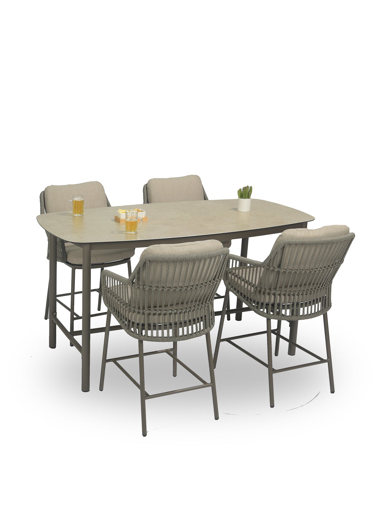 Alicante 4 Seat Bar Set with Manolo 180cm High Ceramic Dining Table