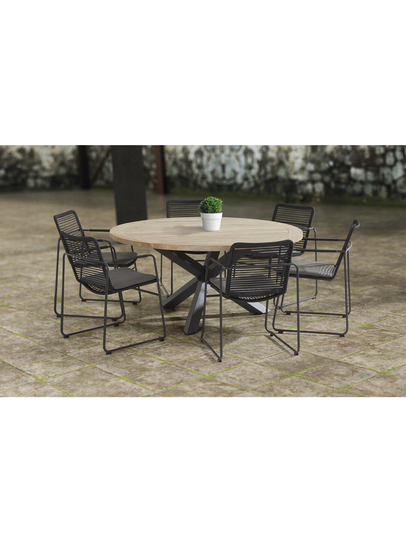 Louvre Round Dining Table with Black Legs 160 cm wit