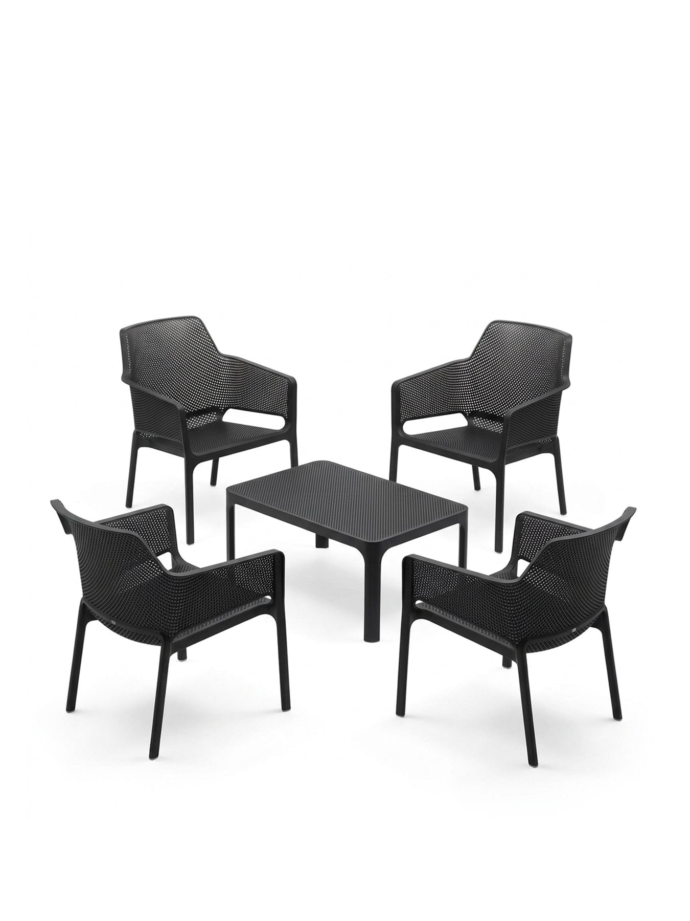 Anthracite Net Table 100cm with 4 Relax Armchairs