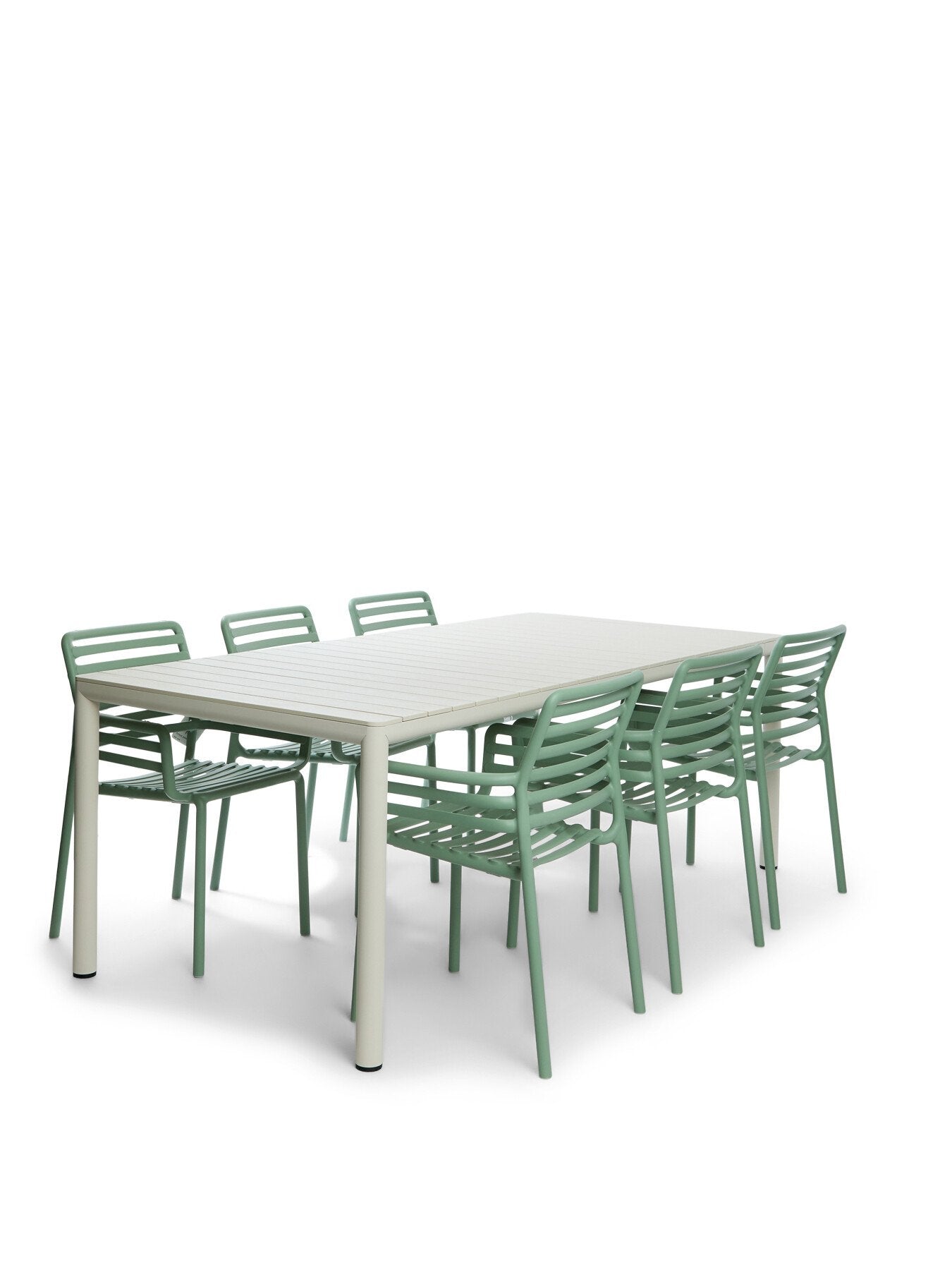 Mint Green Tevere Dining Set with Extendable Table and 6 Dog
