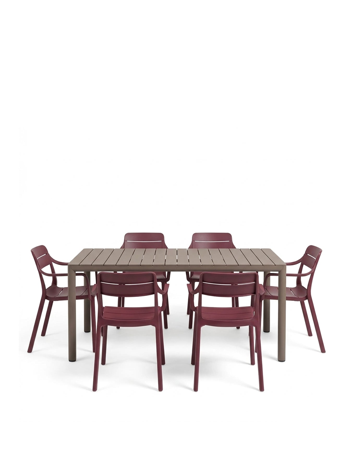 Tevere 147 Tortora Extending Table & 6 Cassia Borgogna Armchairs