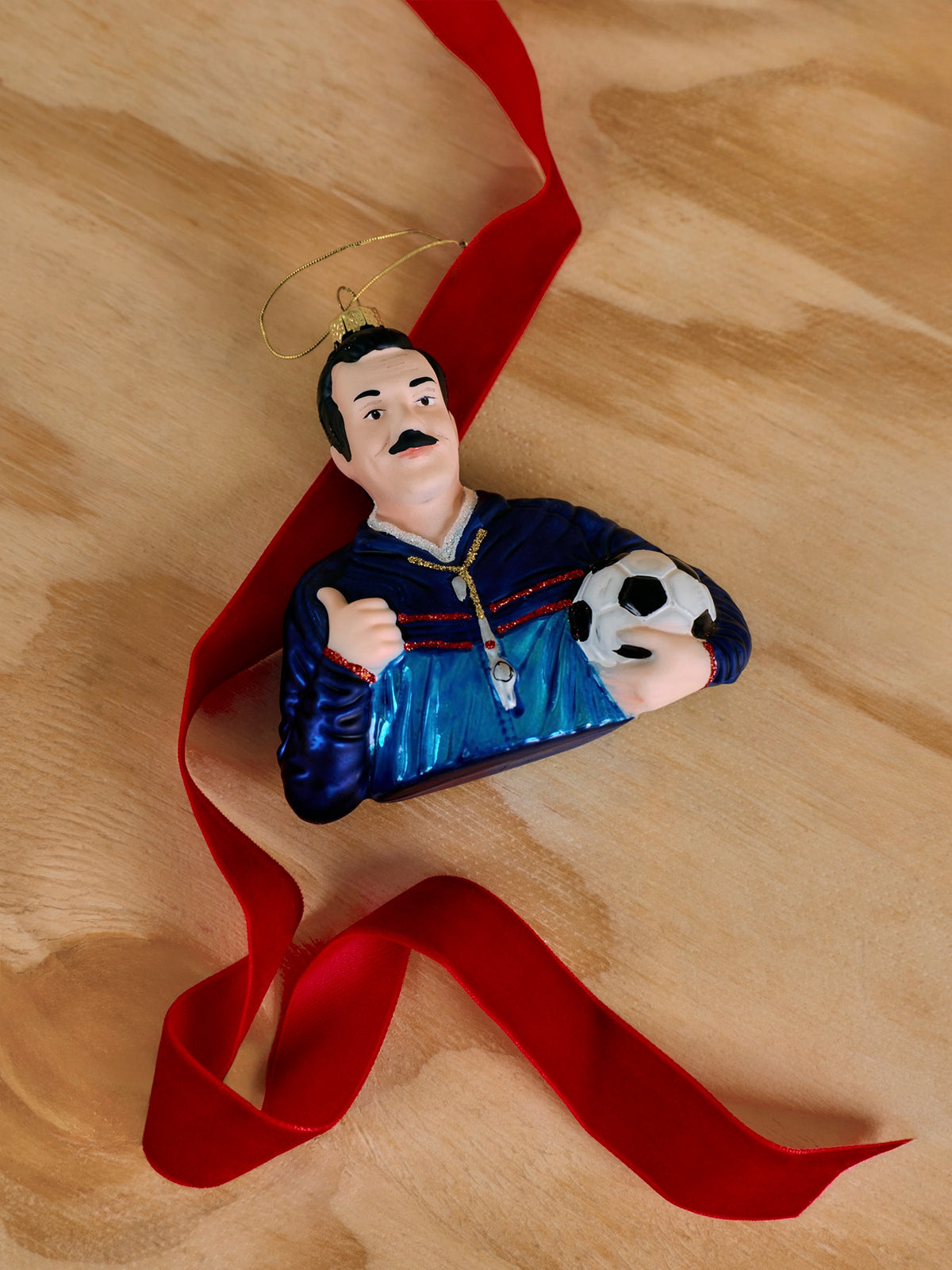 Glass Ted Lasso Christmas Tree Hanging Decoration