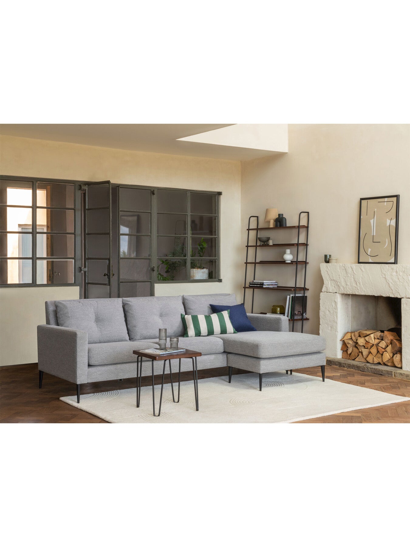 Brunel Lean To Wide Shelves Dark Wood