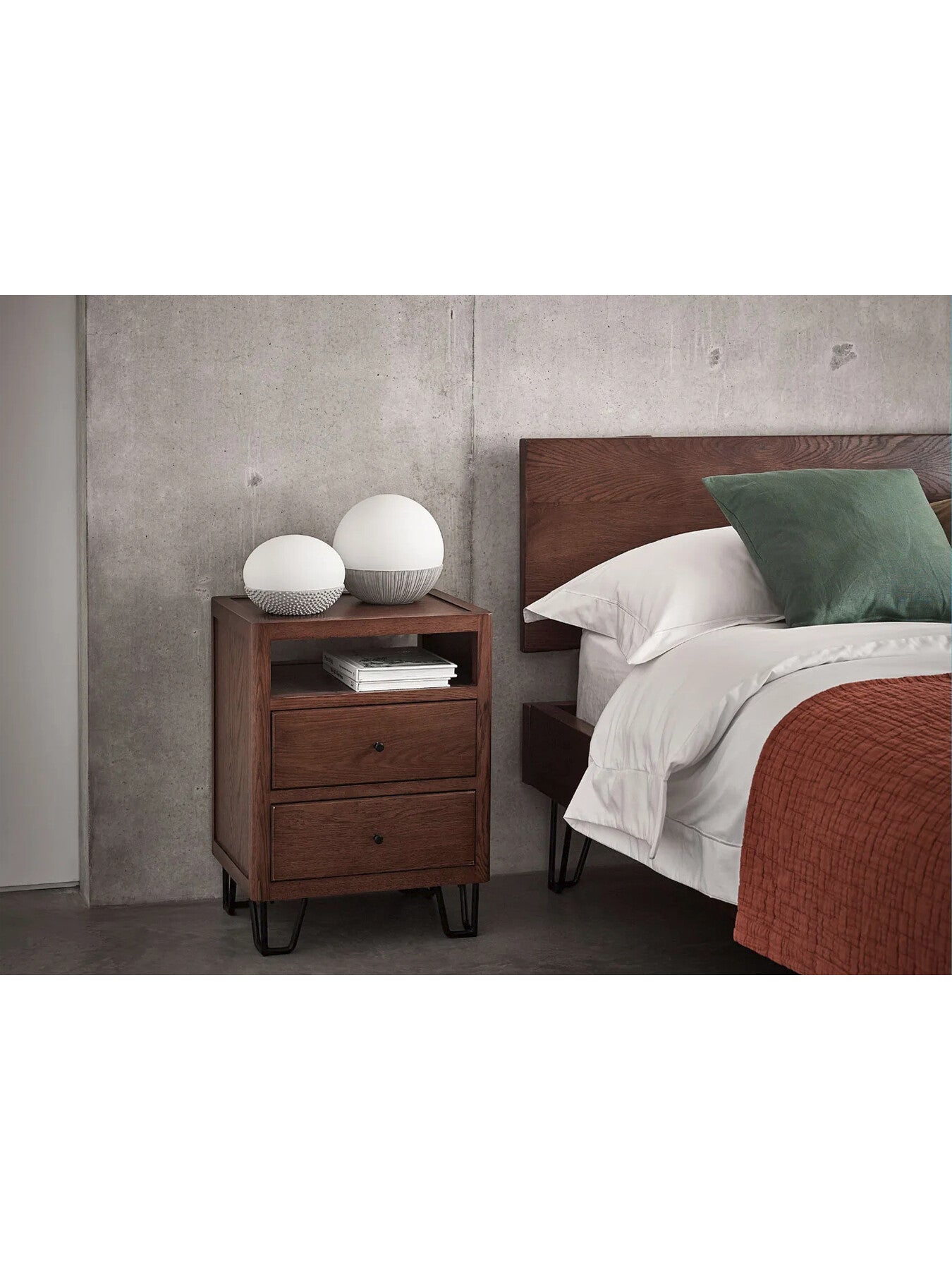 Brunel Bedside Table Dark Wood