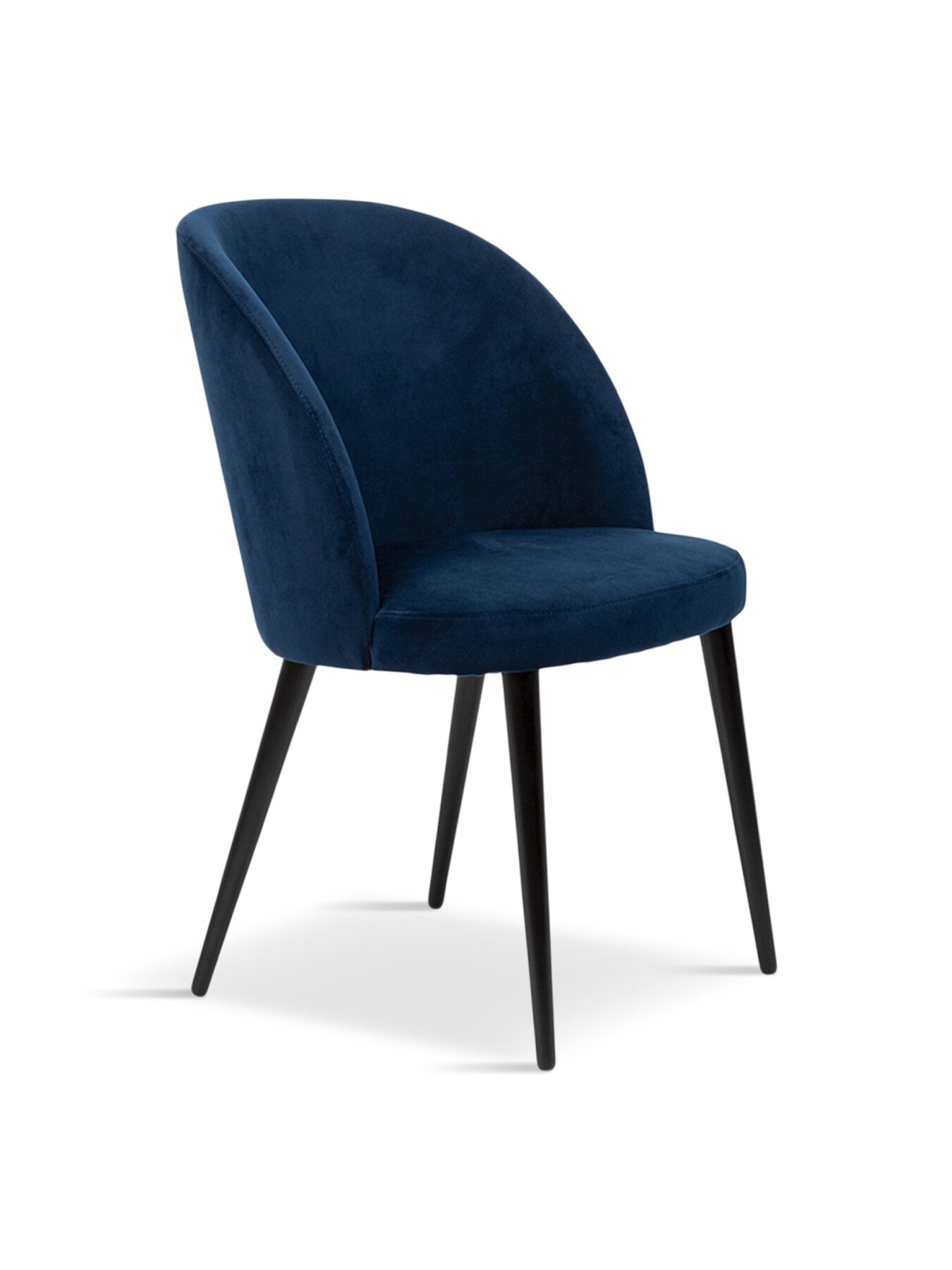 Austen Dining Chair Plush Velvet Indigo Black Leg
