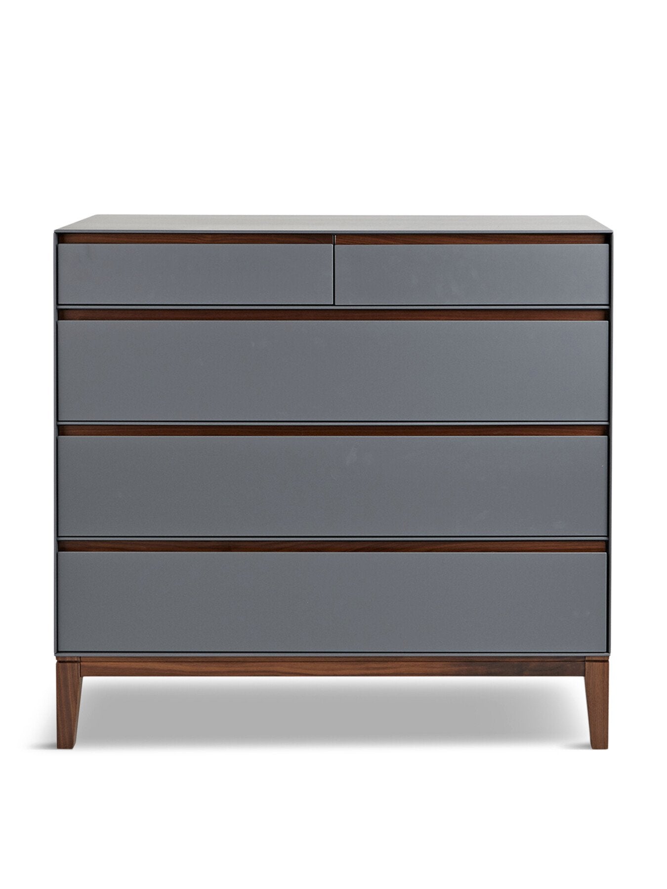 Lars 5 Drawer Dresser Wide Grey/Walnut