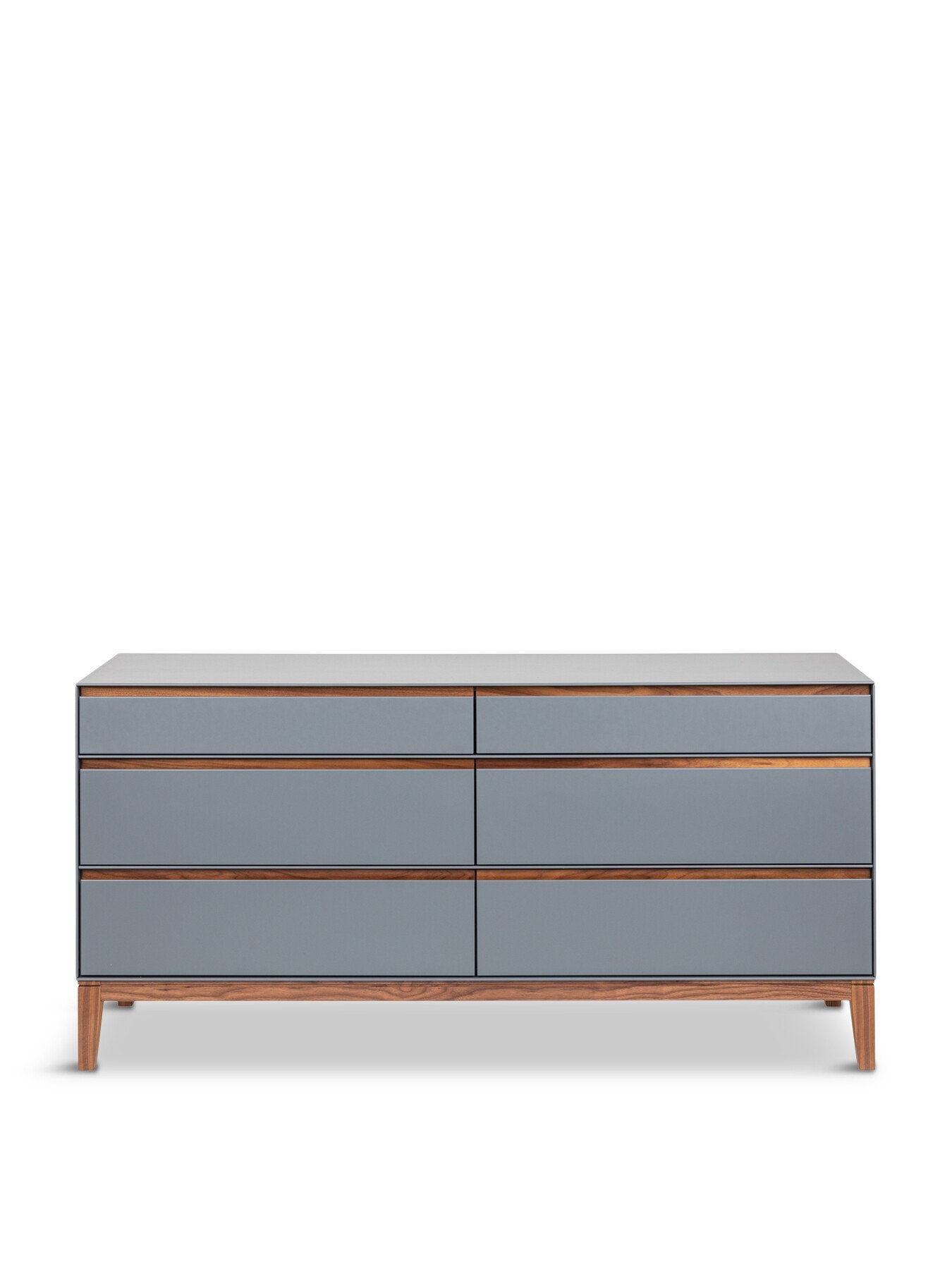 Lars 6 Drawer Dresser Wide Grey/ Walnut