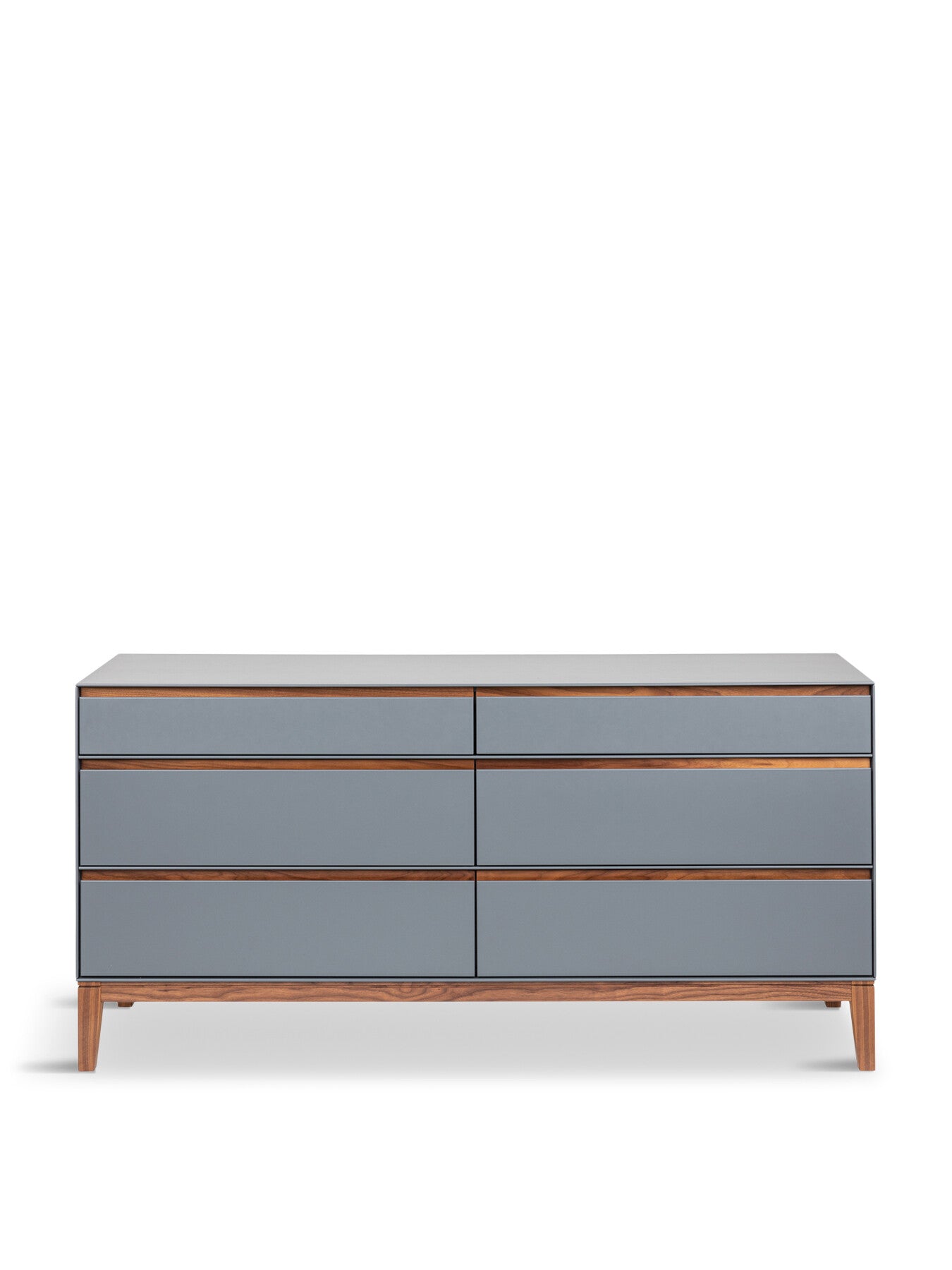 Lars 6 Drawer Dresser Wide Grey/ Walnut