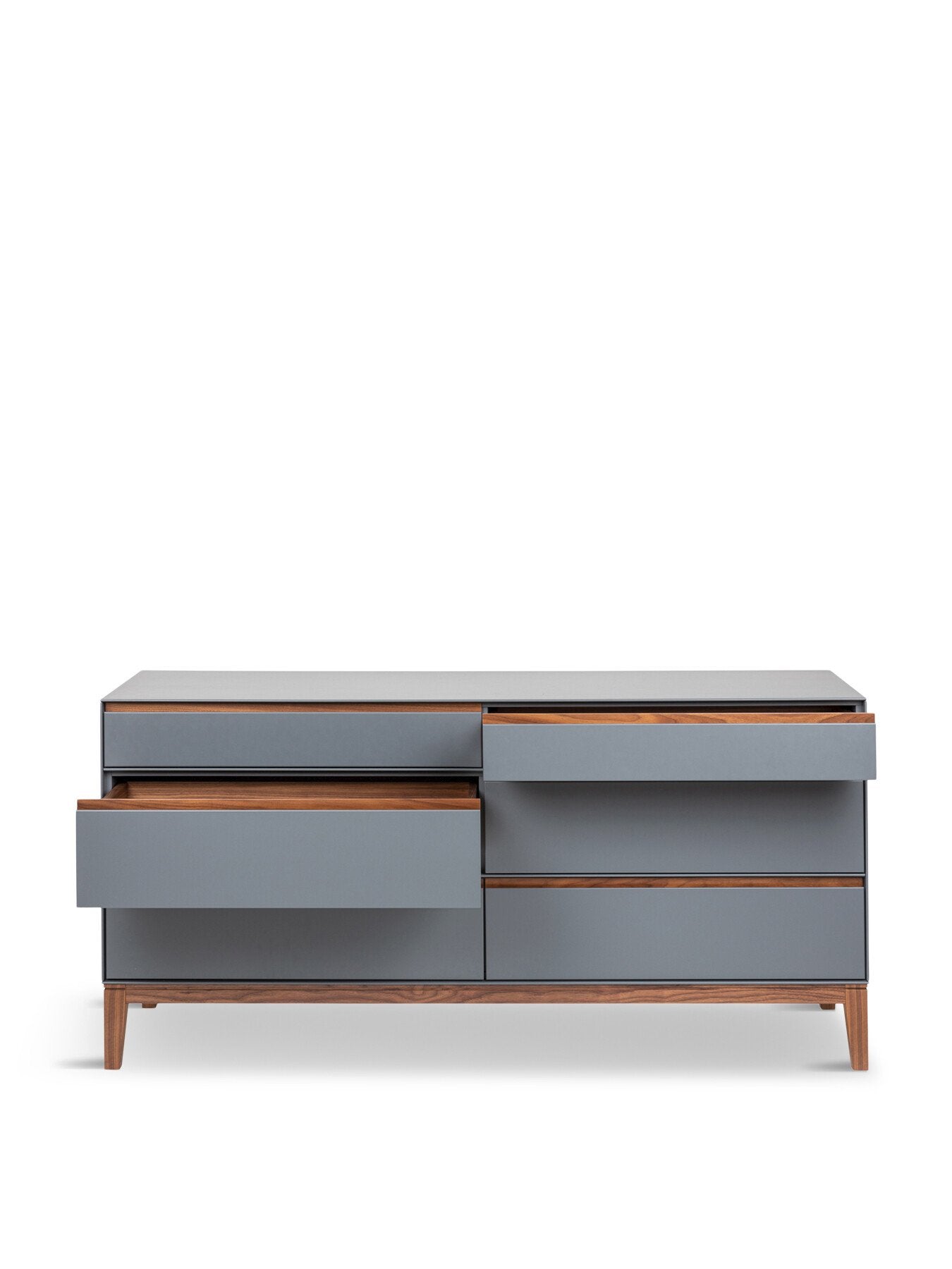 Lars 6 Drawer Dresser Wide Grey/ Walnut