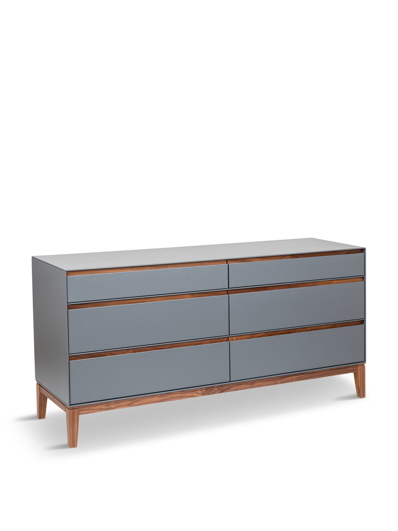 Lars 6 Drawer Dresser Wide Grey/ Walnut