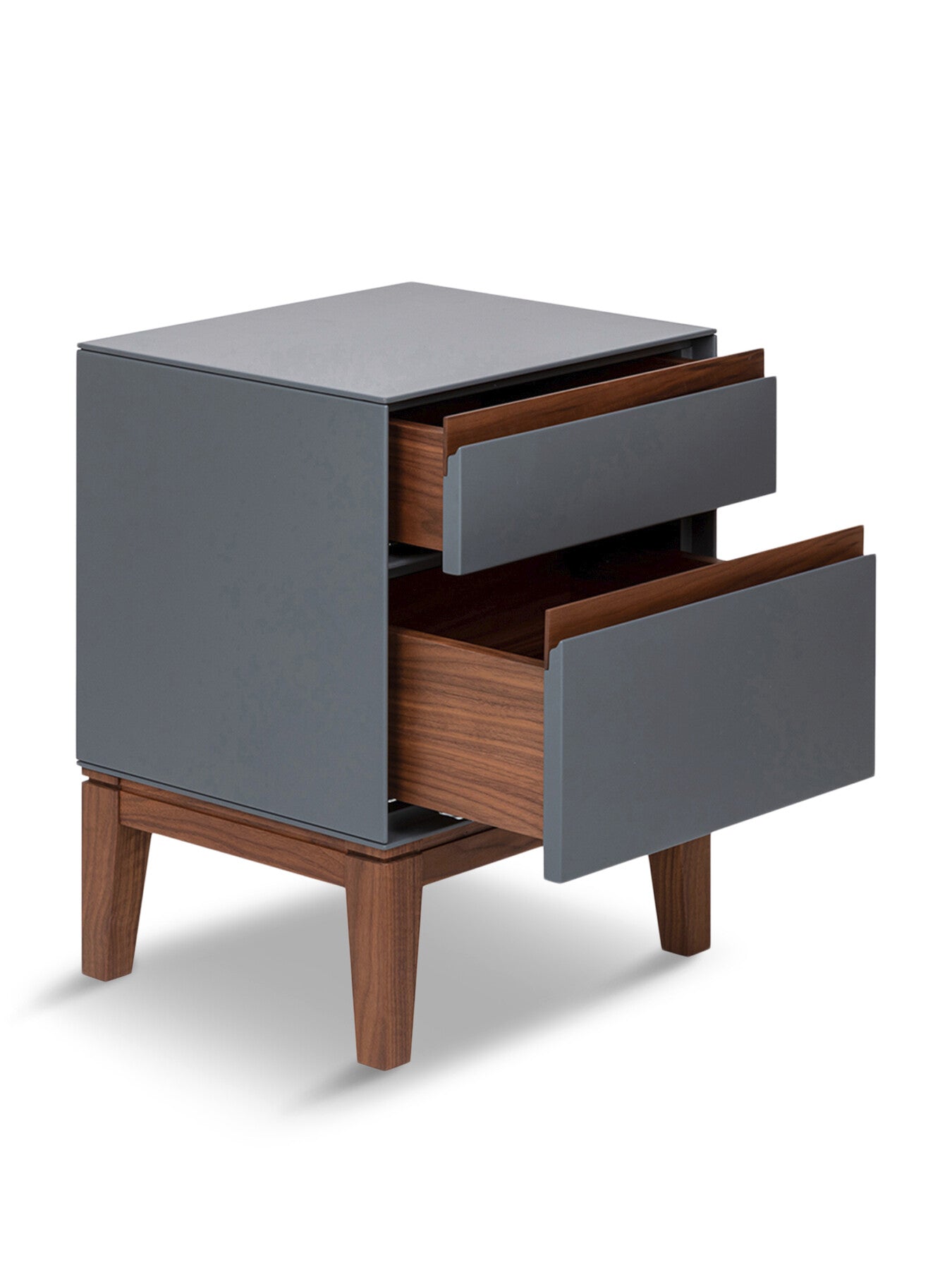 Lars Bedside Table Grey/ Walnut